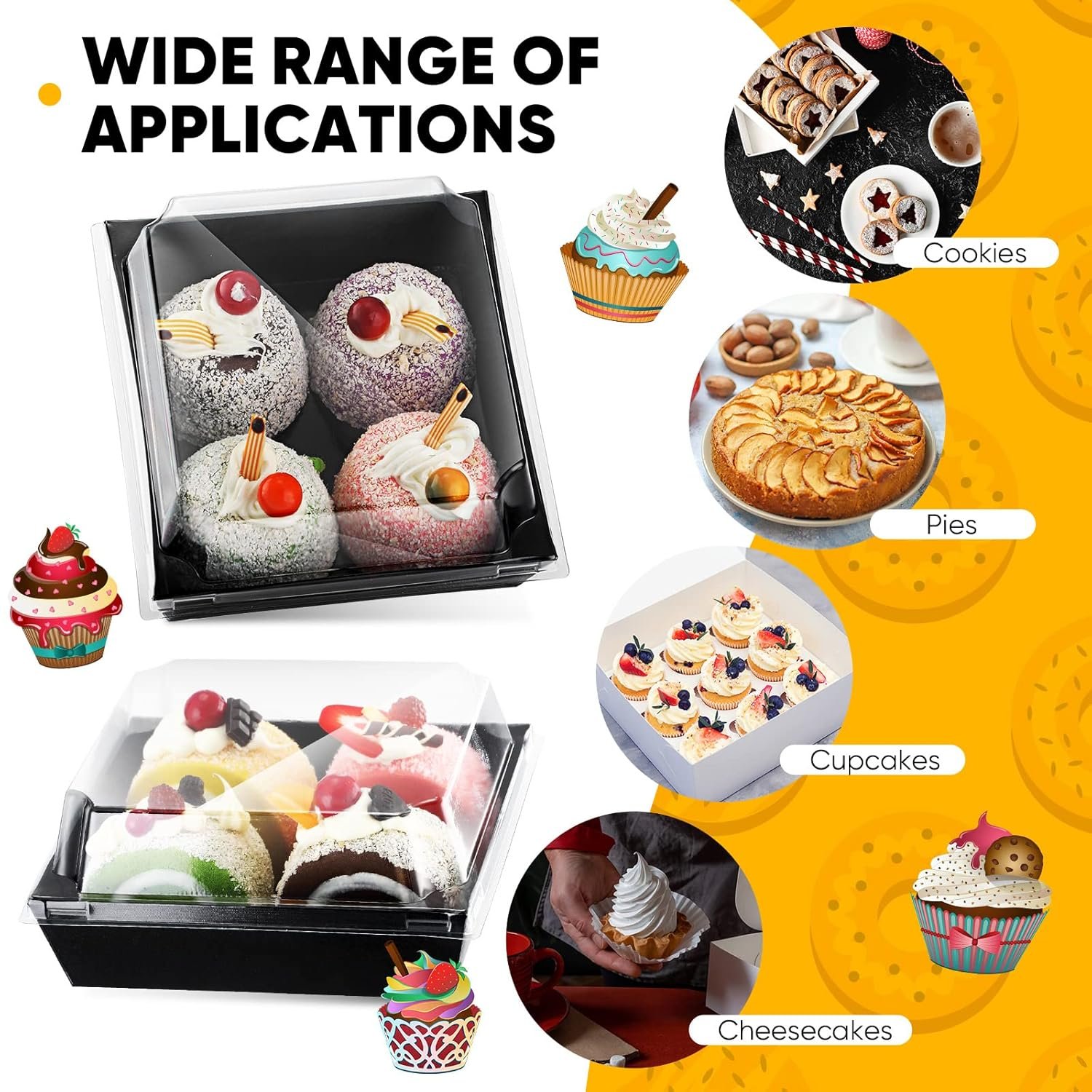Wholesale 100 Pack 5 Inch Black Square Paper Charcuterie Boxes Clear Lids Disposable Cookie Containers for Desserts Cakes Hot Cocoa Bombs Strawberries Factory