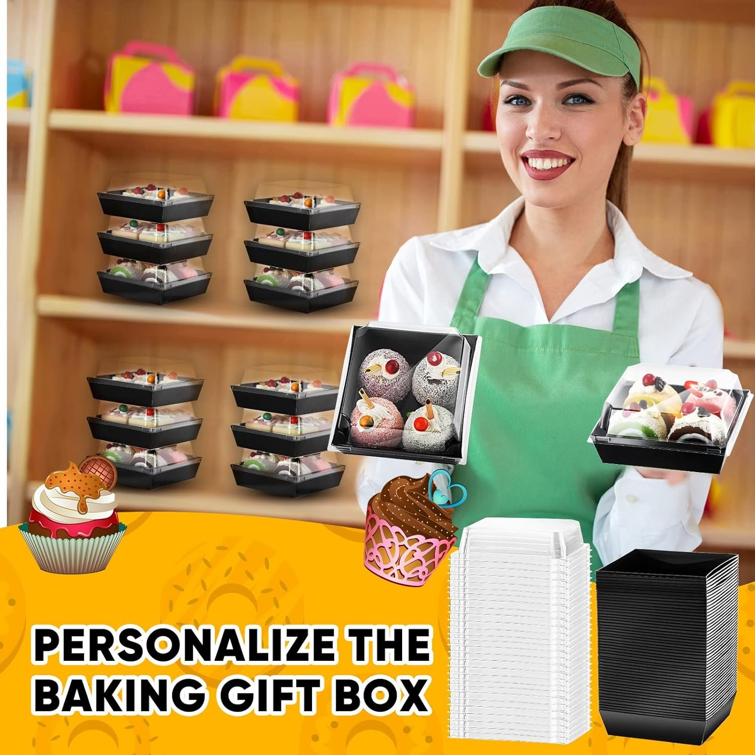 Wholesale 100 Pack 5 Inch Black Square Paper Charcuterie Boxes Clear Lids Disposable Cookie Containers for Desserts Cakes Hot Cocoa Bombs Strawberries Factory