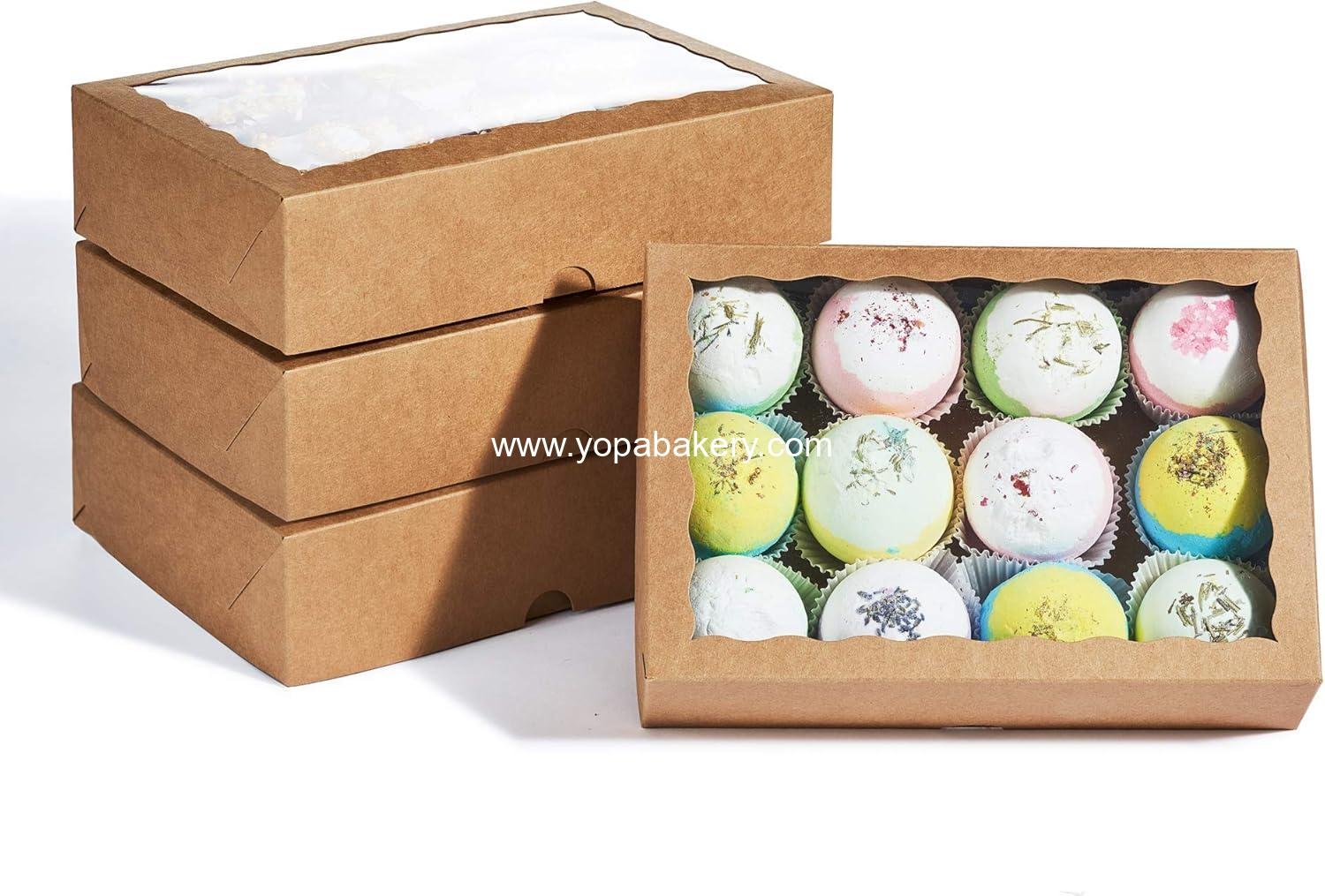 NEKSUNBAK 4PCS 10x7 x2.5Inches Premium Brown Strawberry Boxes with Display Window, Sweet Treat Boxes for Cookies, Donuts, Macarons, Muffins& Hot Coca Bombs, Perfect for Any Celebration