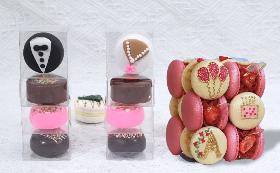 Wholesale 50 Pack 2x2x1.2 Inch Clear Plastic Single Macaron Boxes Party Favor Bakery Chocolate Covered Oreo Factory