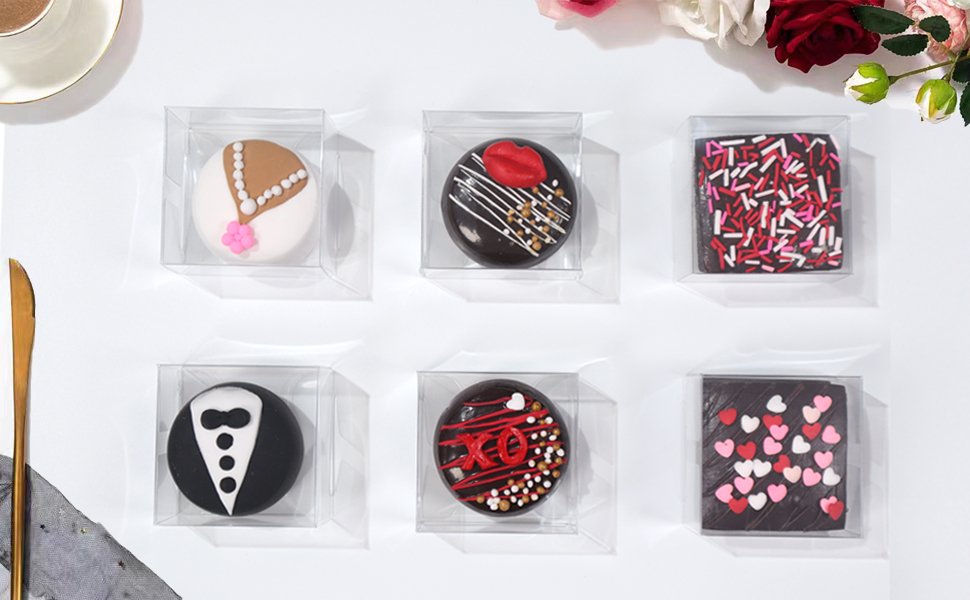 Wholesale 50 Pack 2x2x1.2 Inch Clear Plastic Single Macaron Boxes Party Favor Bakery Chocolate Covered Oreo Factory