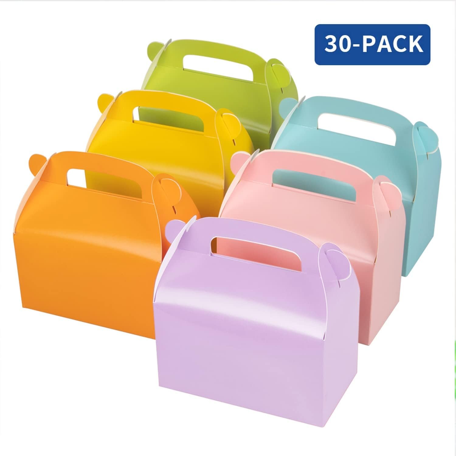 Wholesale 30-Pack Colorful Gable Paper Favor Goodie Boxes with Handles for Rainbow Party Treats Manufacturer