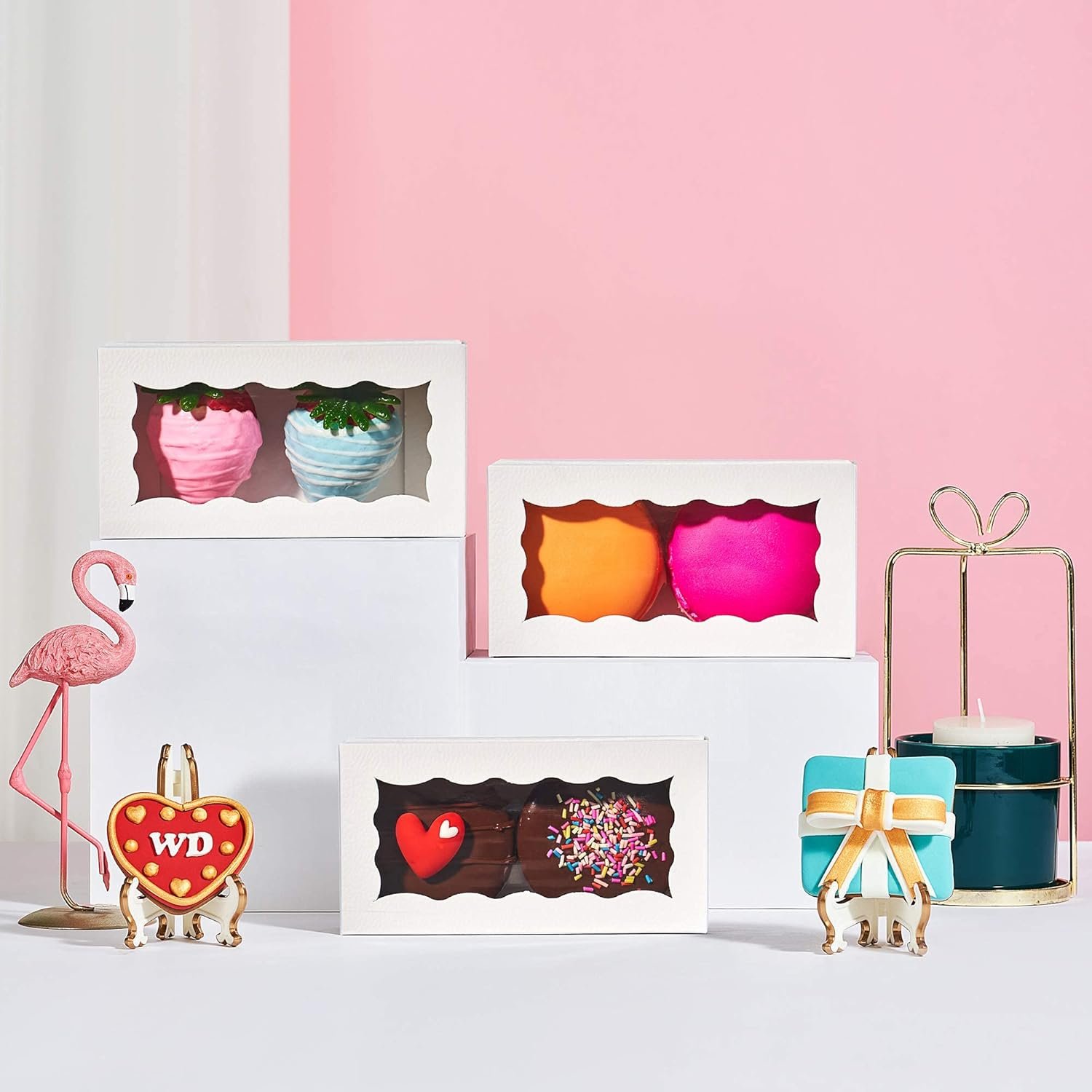 Wholesale Small White Treat Boxes 100 Pack with Window 4.17x2.16x1.37in Candy Chocolate Macaron Bakery for 2 Factory