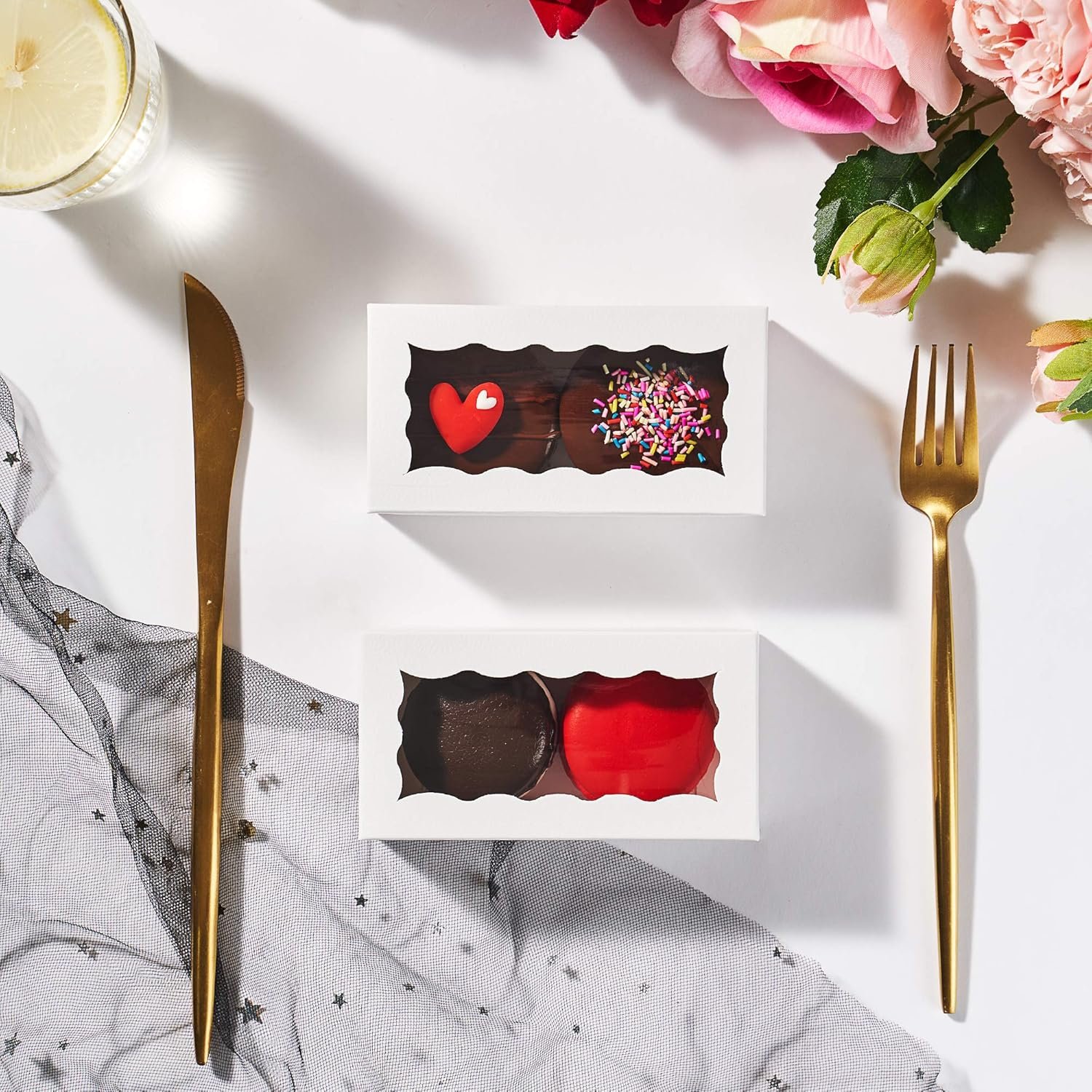 Wholesale Small White Treat Boxes 100 Pack with Window 4.17x2.16x1.37in Candy Chocolate Macaron Bakery for 2 Factory