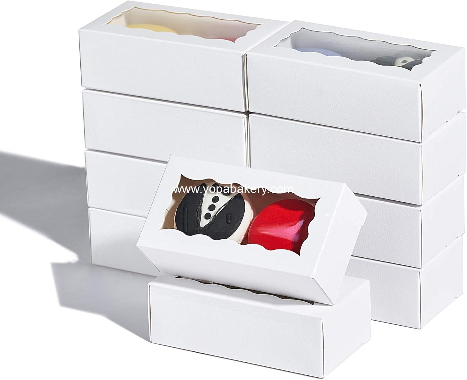 JCXGRVC small treat boxes 100pcs - white candy box with window - 4.17x2.16x1.37 inches - perfect for chocolate, small bakery boxes macaron boxes for 2