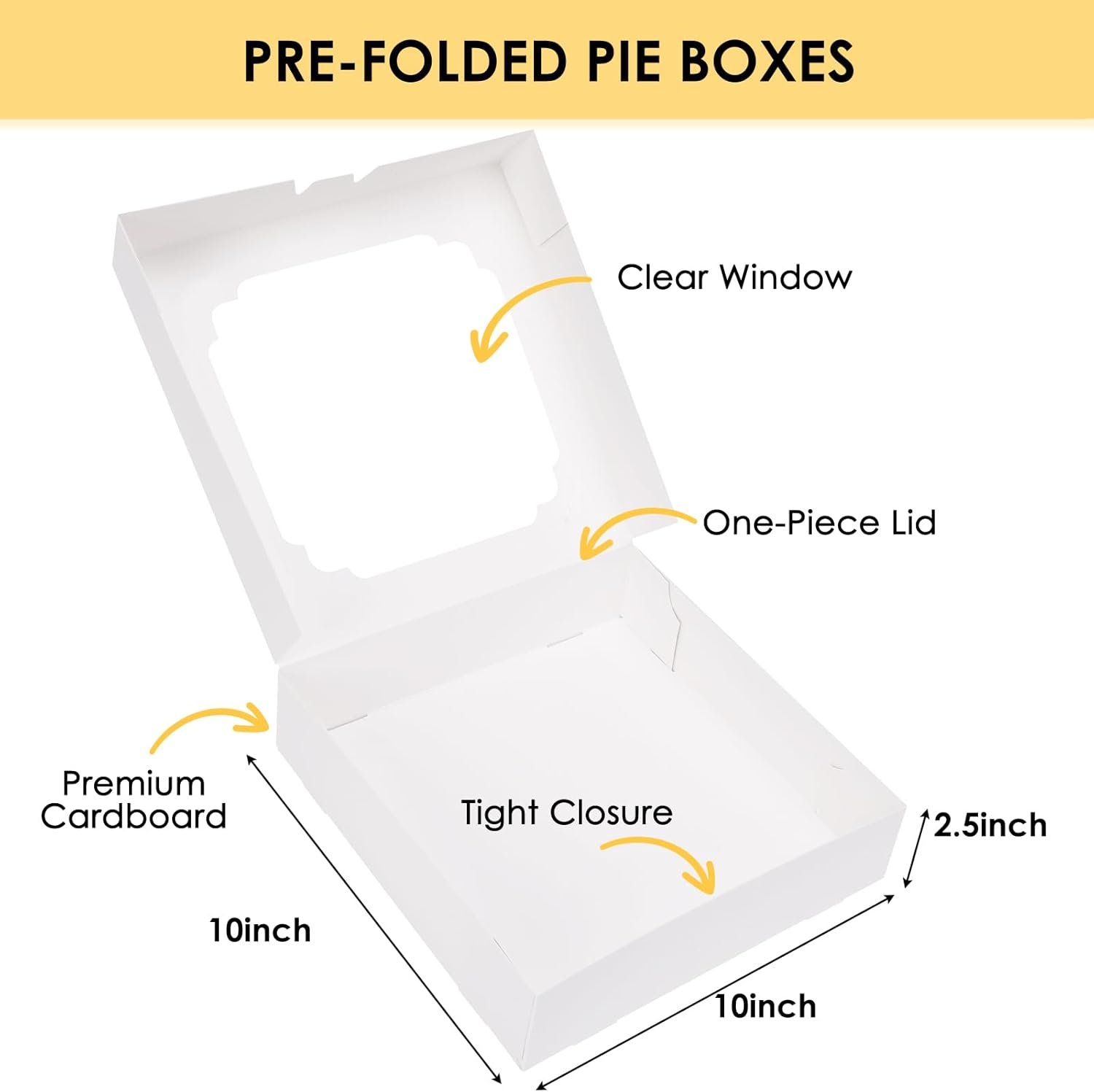 Wholesale 45pcs 10x10x2.5 Inch White Bakery Boxes with Window for Pies Cookies Pastries Muffins Donuts Factory