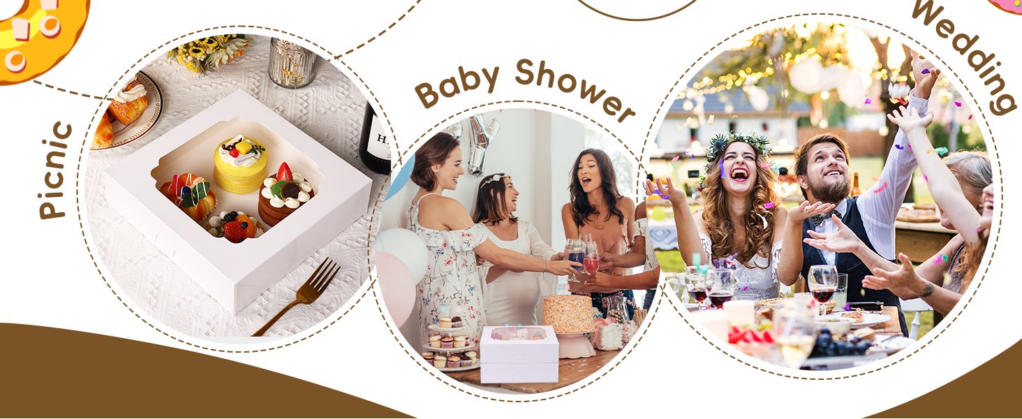 Wholesale 45pcs 10x10x2.5 Inch White Bakery Boxes with Window for Pies Cookies Pastries Muffins Donuts Factory