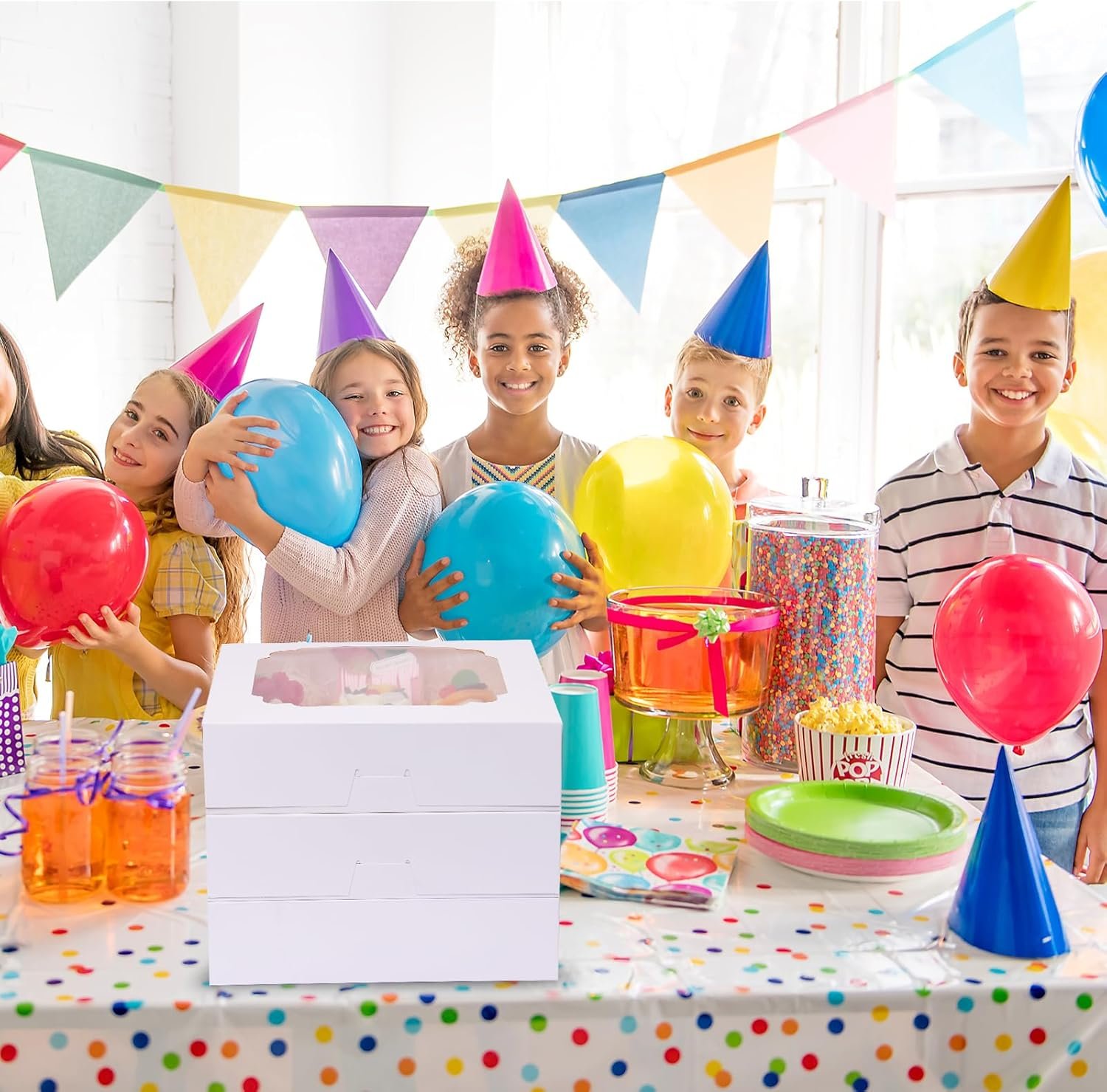 Wholesale 45pcs 10x10x2.5 Inch White Bakery Boxes with Window for Pies Cookies Pastries Muffins Donuts Factory