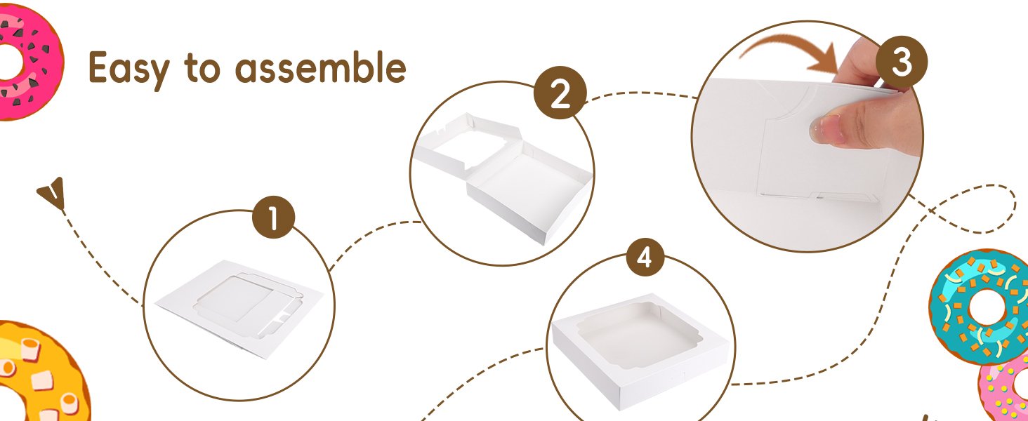 Wholesale 45pcs 10x10x2.5 Inch White Bakery Boxes with Window for Pies Cookies Pastries Muffins Donuts Factory