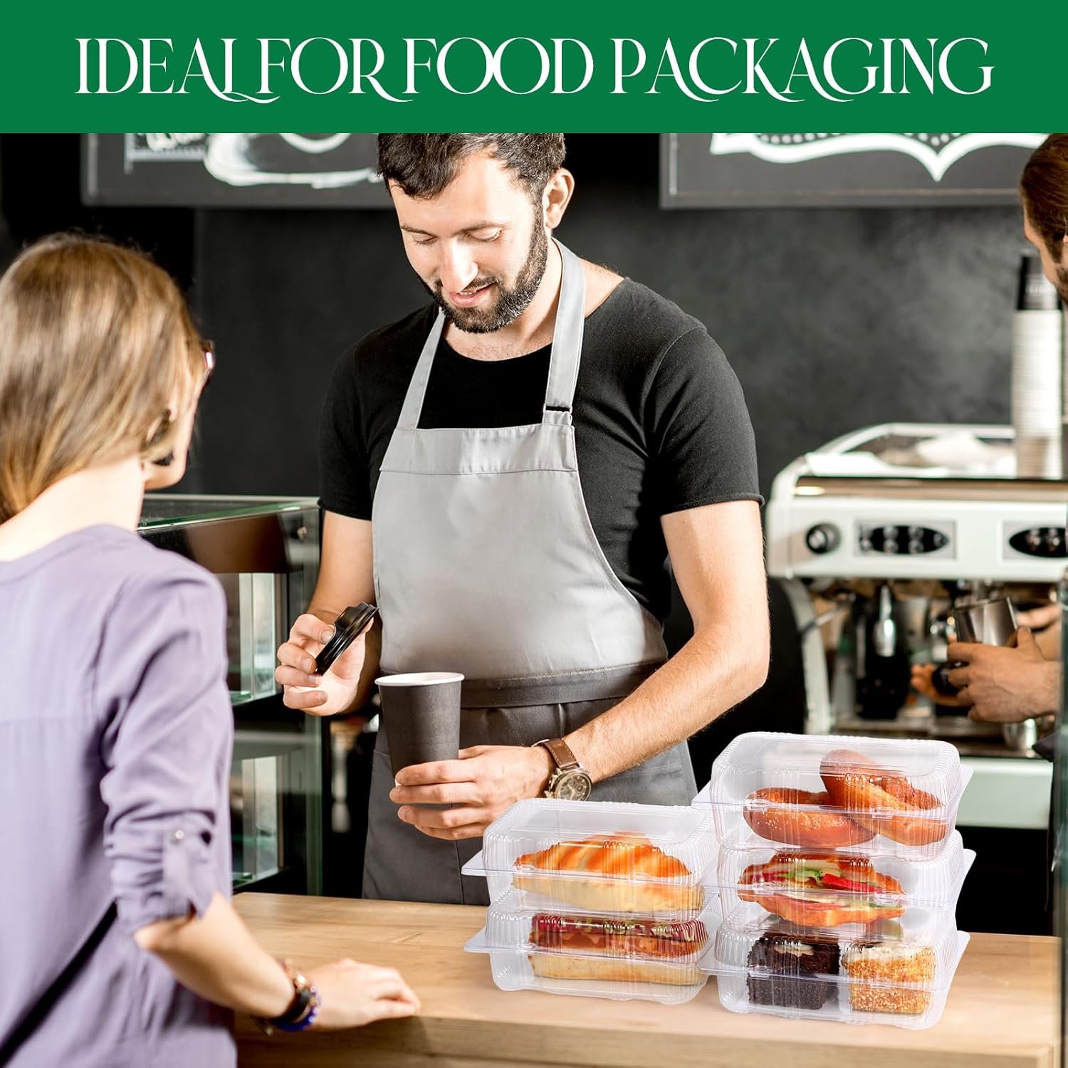 Wholesale 240 Pack 7.2 x 4.9 x 2.6 Inch Clear Hinged Plastic Clamshell Food Containers Takeout Boxes for Cookies Cakes Salads Hamburgers Fruit Desserts Sandwiches Factory