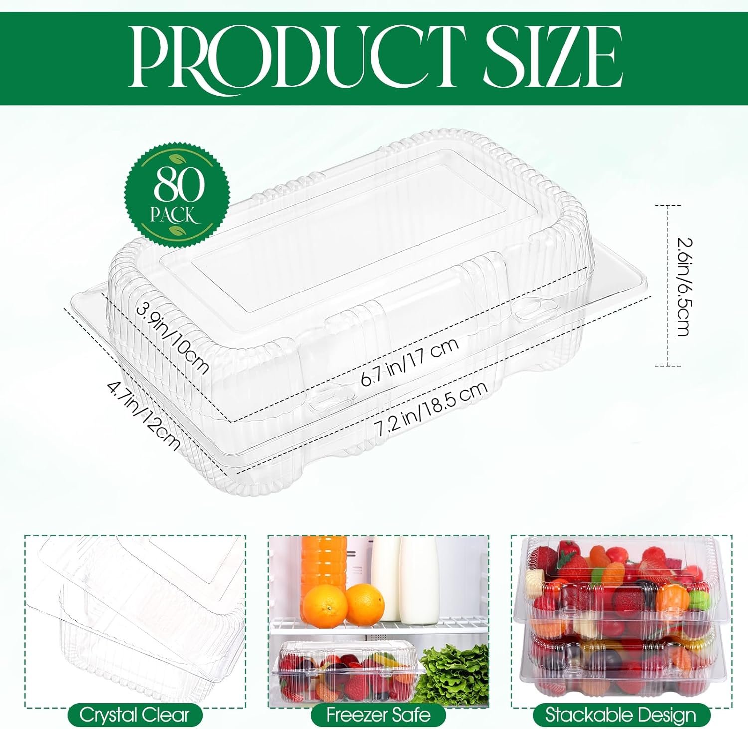 Wholesale 240 Pack 7.2 x 4.9 x 2.6 Inch Clear Hinged Plastic Clamshell Food Containers Takeout Boxes for Cookies Cakes Salads Hamburgers Fruit Desserts Sandwiches Factory