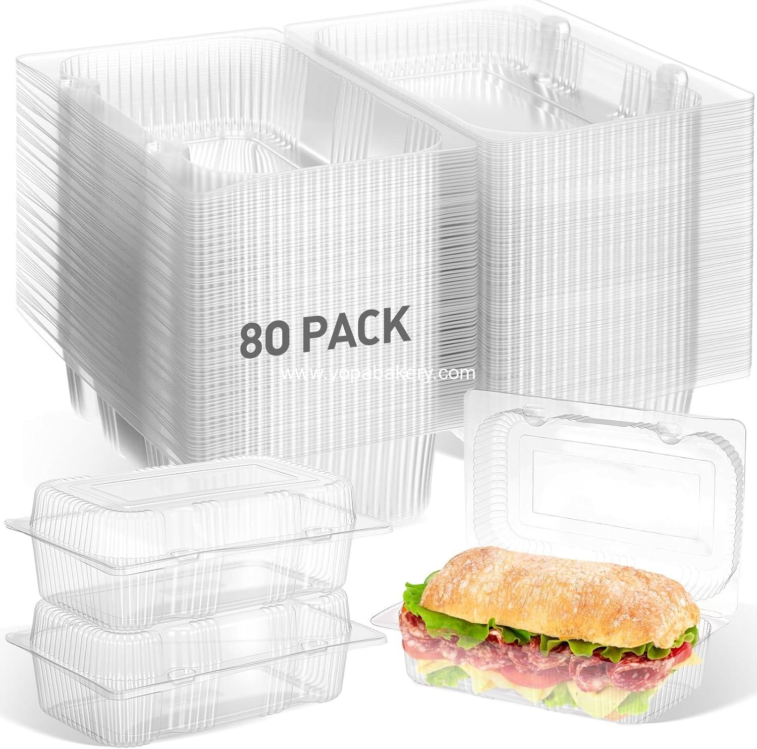 240 Pack Clear Hinged Food Containers 7.2 × 4.9 × 2.6 Inch Plastic Cookie Containers Hinged Clamshell Takeout Boxes Disposable Loaf Cake Boxes for Salads Hamburger Fruit Dessert Sandwiches