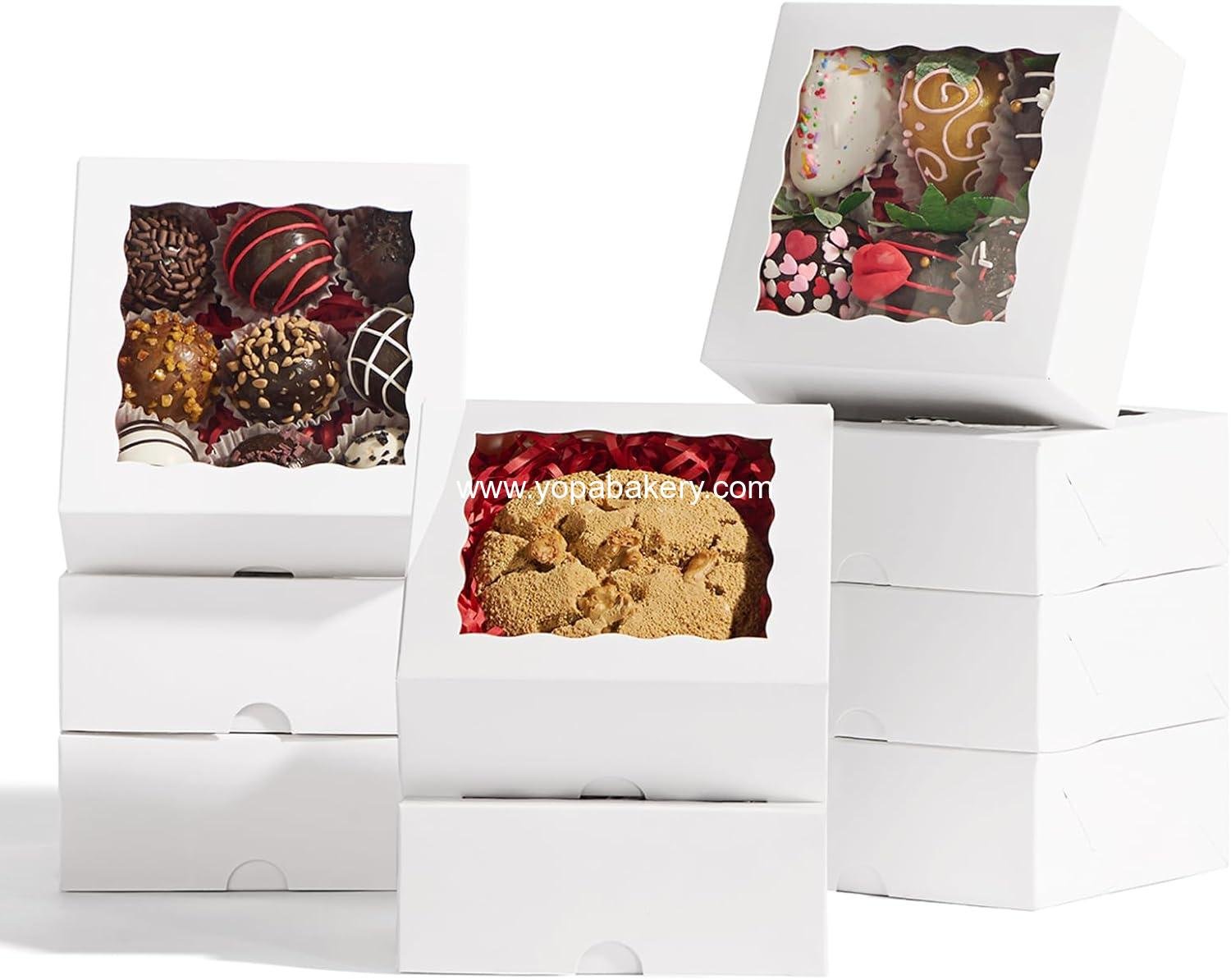 Wholesale 50 Pack 5x5x2 Inch Window Bakery Boxes for Cookies Macarons Mini Cakes Strawberries Pies Brownies Factory