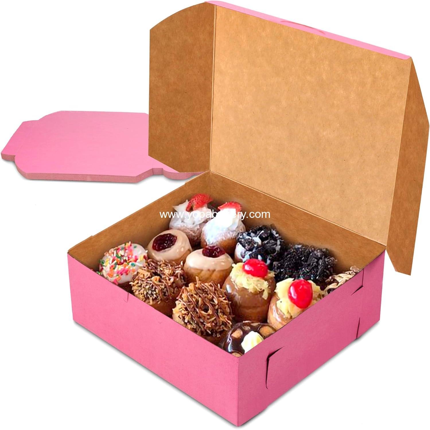 Wholesale 25 Pack Pink 8x8x4 Bakery Boxes Pastry Packaging for Cupcakes Desserts Cookies Candies Bakeries Homemade Goods Favors Gifts Factory