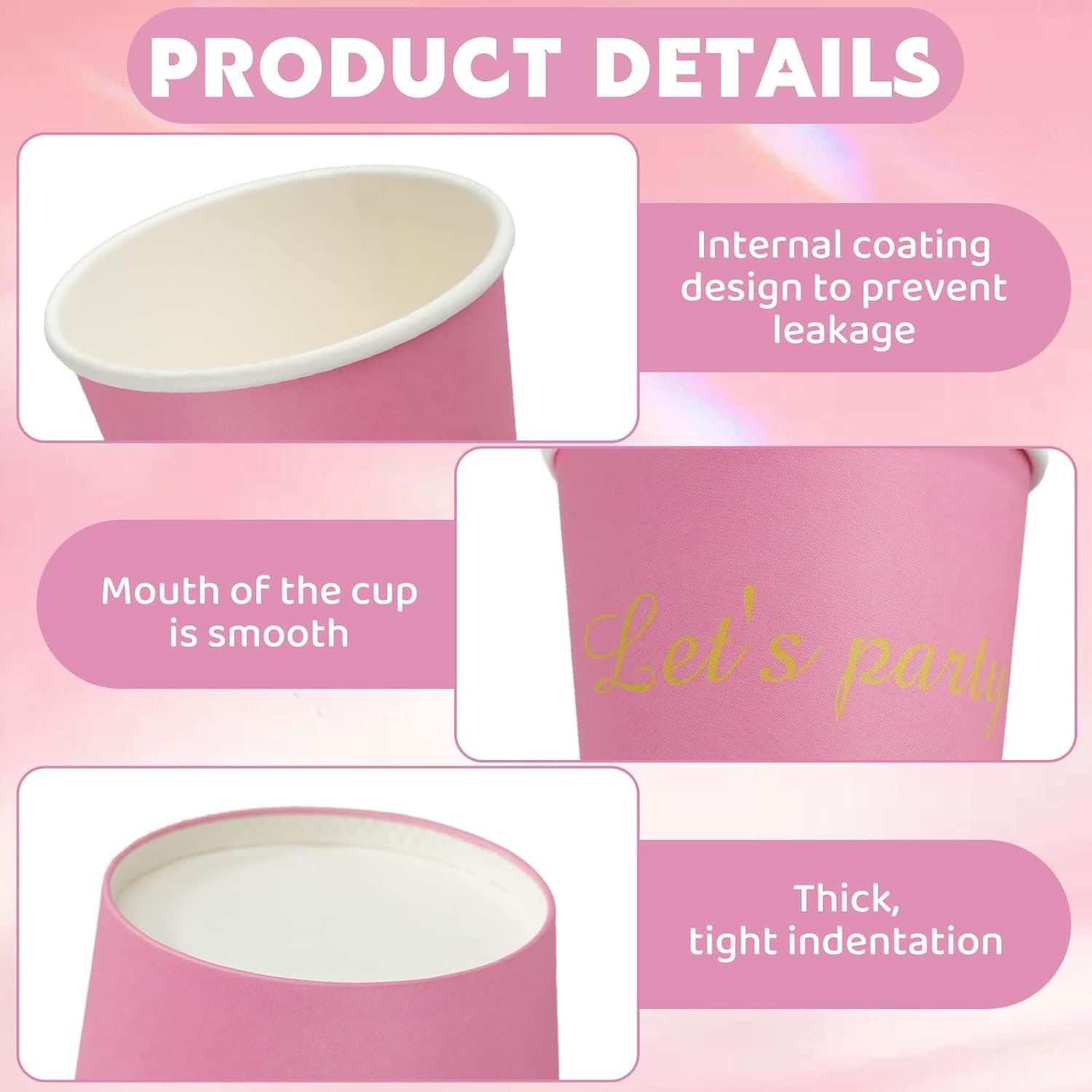 Wholesale 50 Pack 8oz Pink Disposable Paper Cups Let's Party Print for Hot Cold Beverages Picnics Birthdays Parties Weddings Factory Wholesale 50 Pack 8oz Pink Disposable Paper Cups Let's Party Print for Hot Cold Beverages Picnics Birthdays Parties Weddings Factory