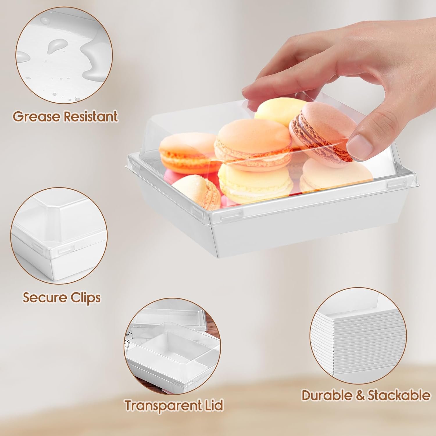 Wholesale 20 Pack Charcuterie Boxes Clear Lids Square Disposable Paper Bakery Containers White for Strawberries Cupcakes Desserts Donuts Parties Weddings Outdoors Home Use Factory