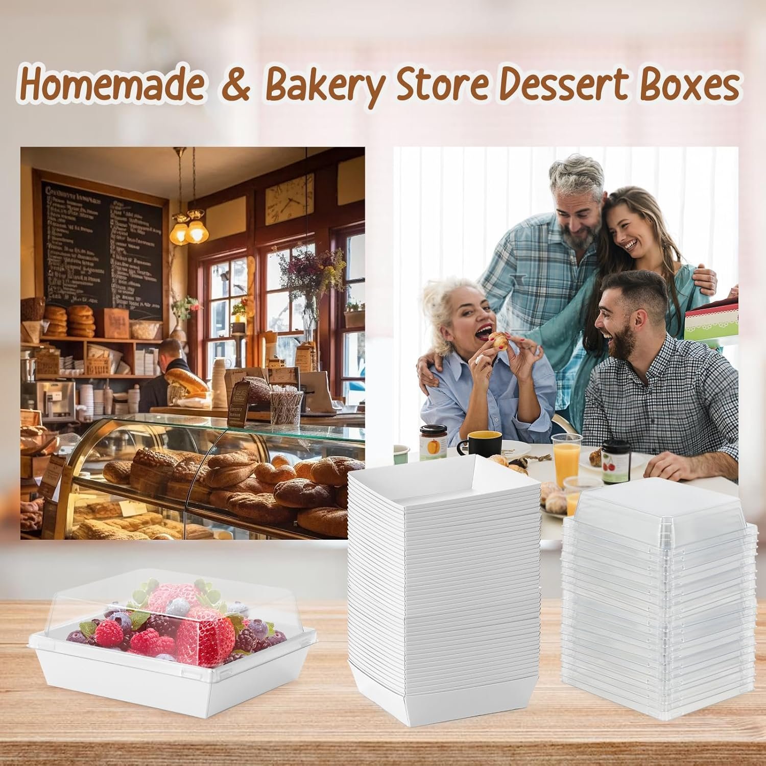 Wholesale 20 Pack Charcuterie Boxes Clear Lids Square Disposable Paper Bakery Containers White for Strawberries Cupcakes Desserts Donuts Parties Weddings Outdoors Home Use Factory