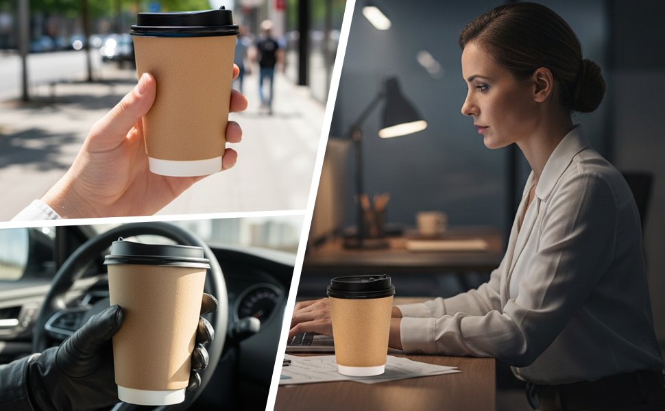 Wholesale 12oz Disposable Double Wall Insulated Paper Coffee Cups with Lids for Hot To-Go Drinks Coffee Supplies Daily Use Events Manufacturer