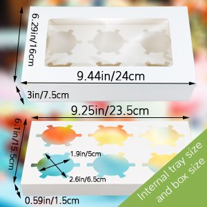 Wholesale 20-Pack White Cupcake Boxes with 6-Holder Inserts PVC Window Auto-Popup Bakery Containers 9x6x3 Inch Factory