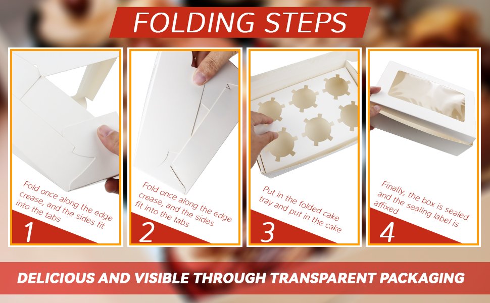 Wholesale 20-Pack White Cupcake Boxes with 6-Holder Inserts PVC Window Auto-Popup Bakery Containers 9x6x3 Inch Factory