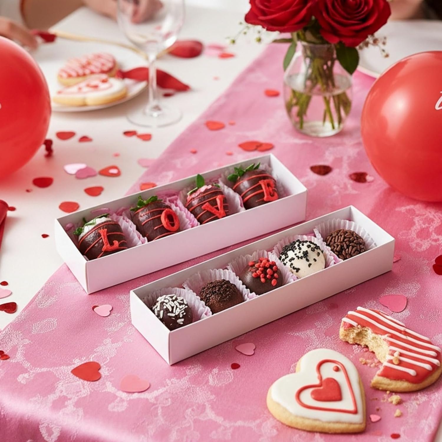 Wholesale 12pcs 8x2.2x2 Inch Empty Macaron Truffle Chocolate Bakery Boxes for Covered Strawberries Bonbons Sweets Party Favors Factory