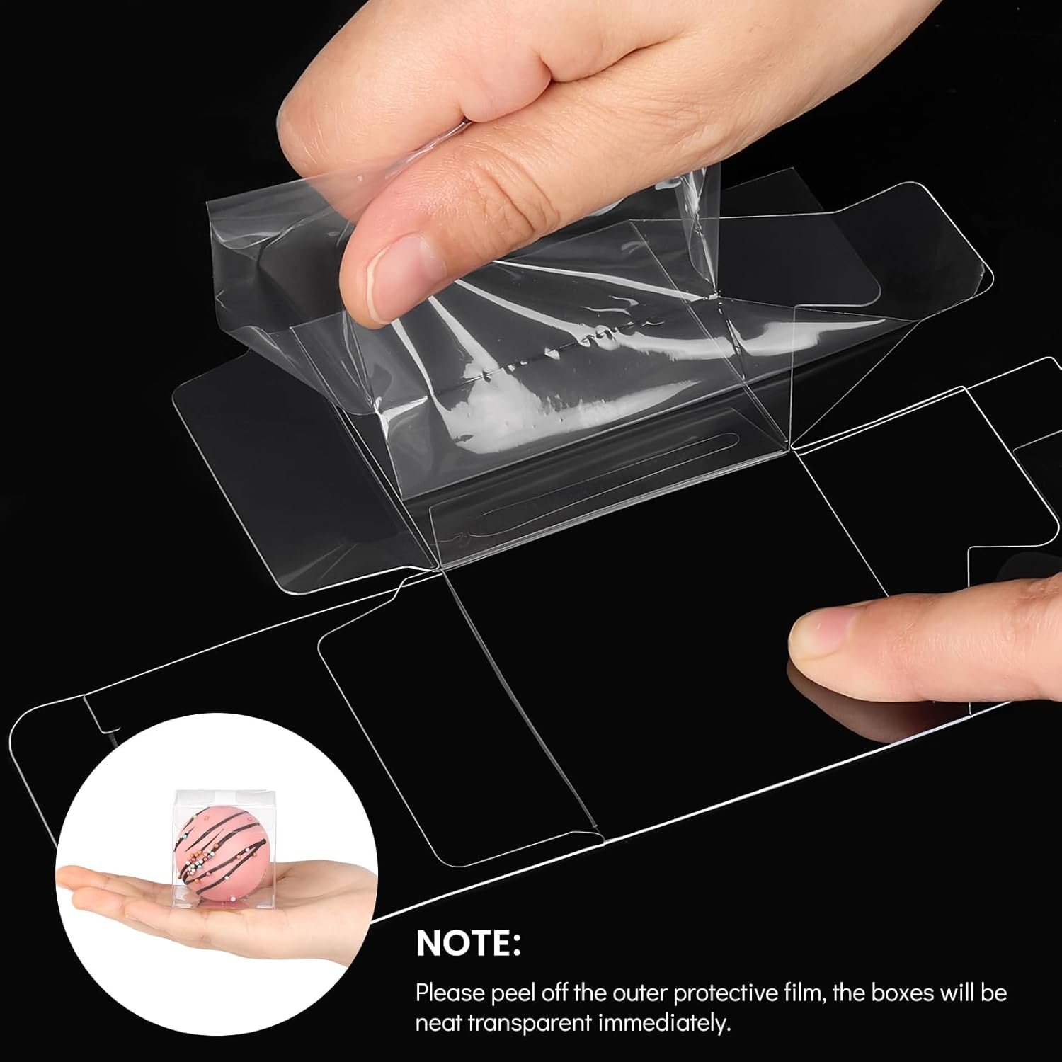 Wholesale 100 Pack 2x2x2 Inch Clear Favor Boxes with Ribbons Mini Transparent Cube for Candy Chocolate Bombs Plastic Individual Macaron Packaging Factory