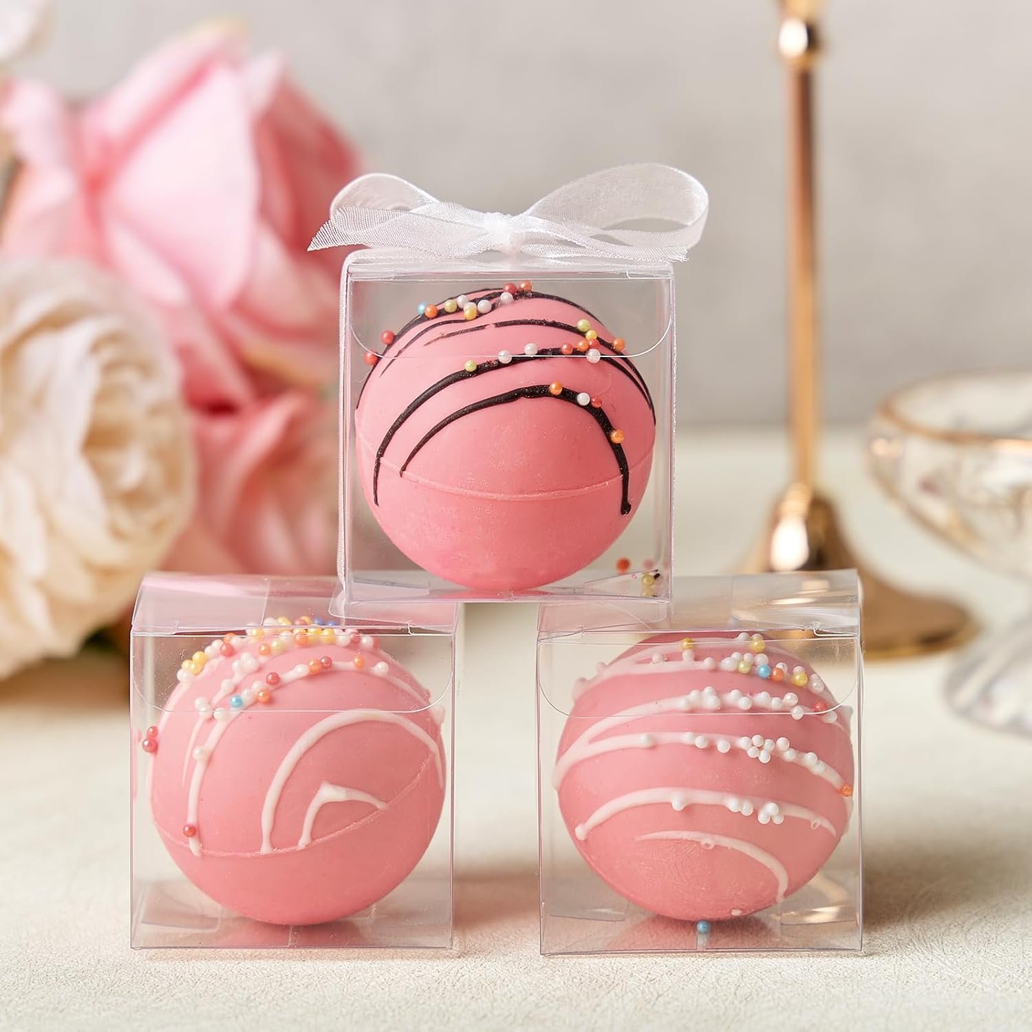 Wholesale 100 Pack 2x2x2 Inch Clear Favor Boxes with Ribbons Mini Transparent Cube for Candy Chocolate Bombs Plastic Individual Macaron Packaging Factory