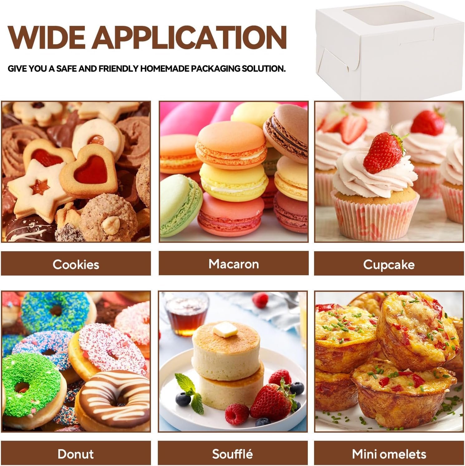 Wholesale 30pcs 4x4x2.5 Inch Small White Bakery Boxes with Window for Cookies Mini Cakes Desserts Pastries Cupcakes Factory