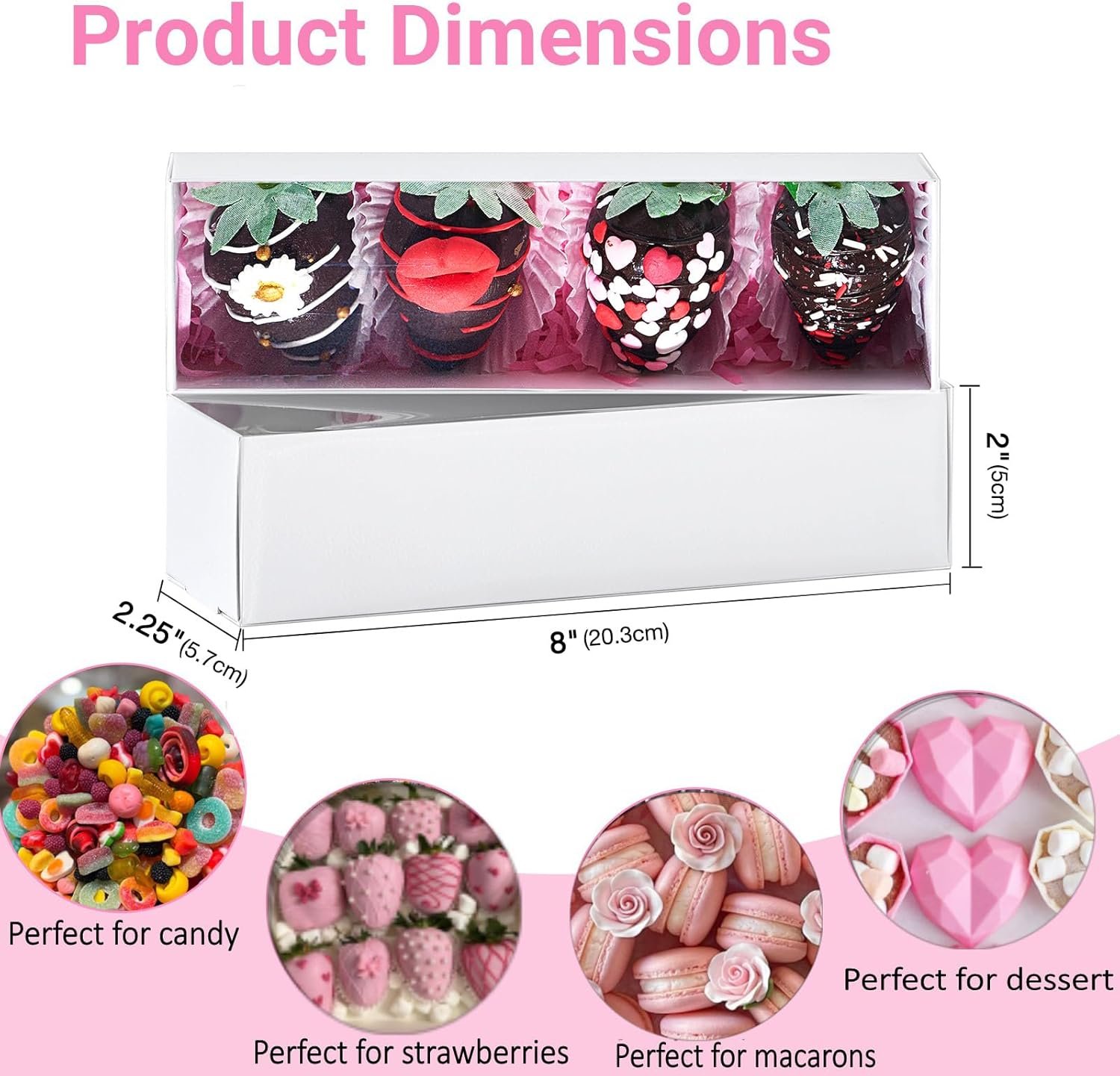 Wholesale 12-Pack White Chocolate Covered Strawberry Boxes for 4 Macaron Truffles Cookies Oreos Cocoa Bombs Cake Balls Factory