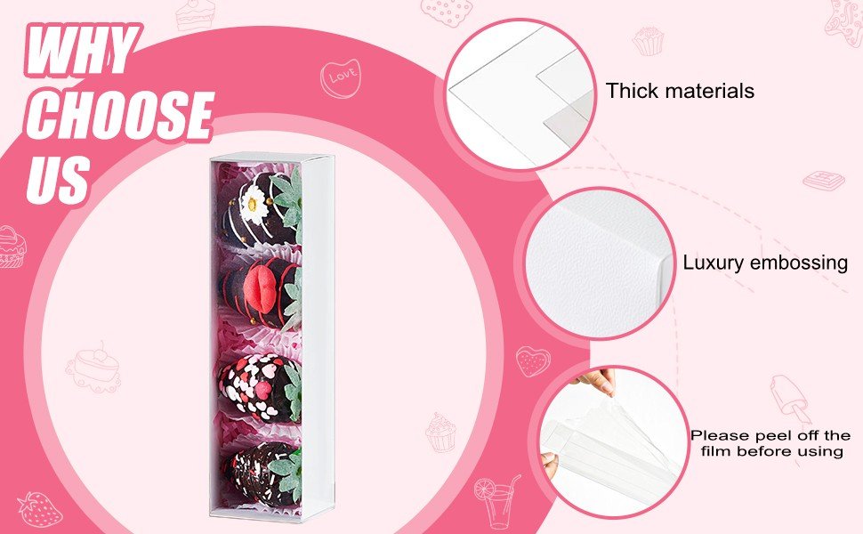 Wholesale 12-Pack White Chocolate Covered Strawberry Boxes for 4 Macaron Truffles Cookies Oreos Cocoa Bombs Cake Balls Factory