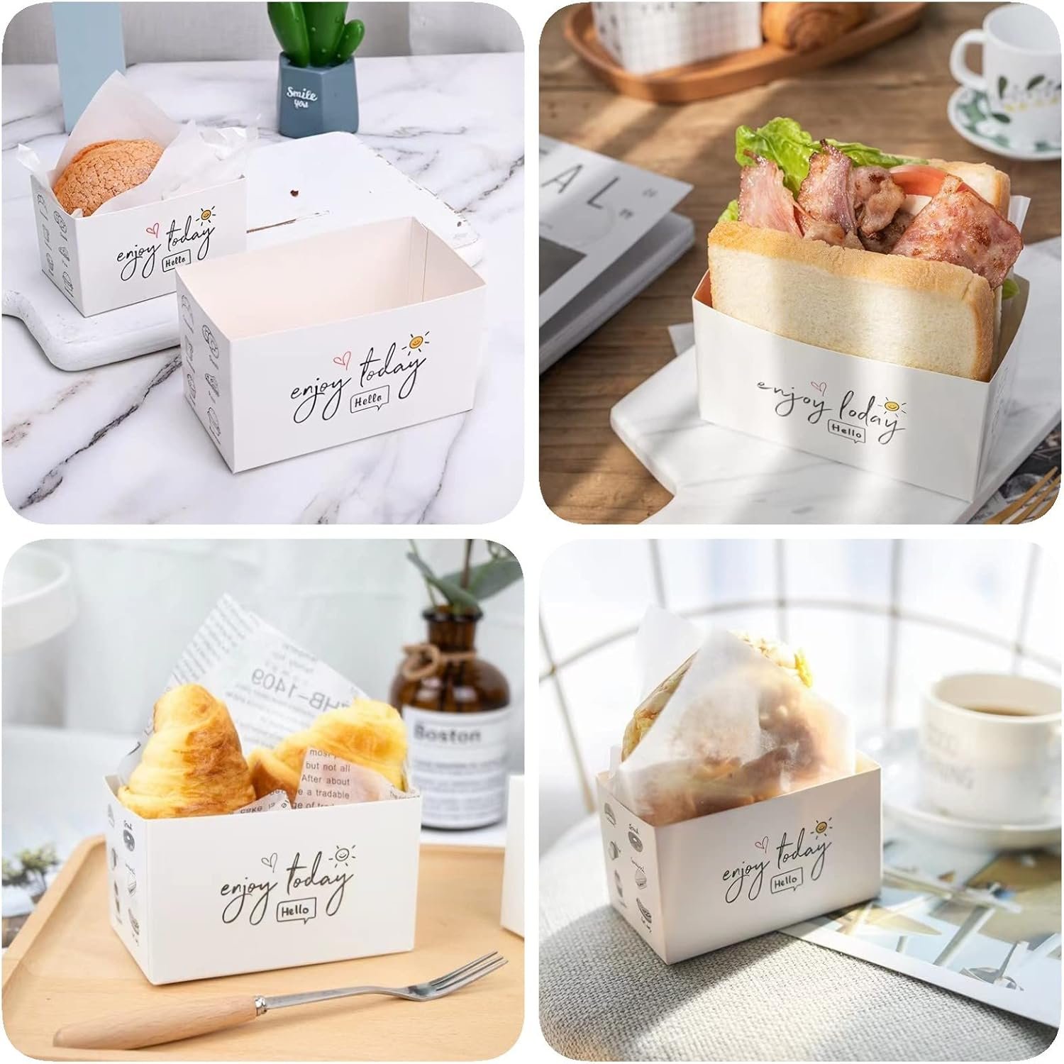 Wholesale 50 Pack Paper Takeout Boxes Sandwich Mini Burger Toast Trays for Restaurants Picnics Parties Factory