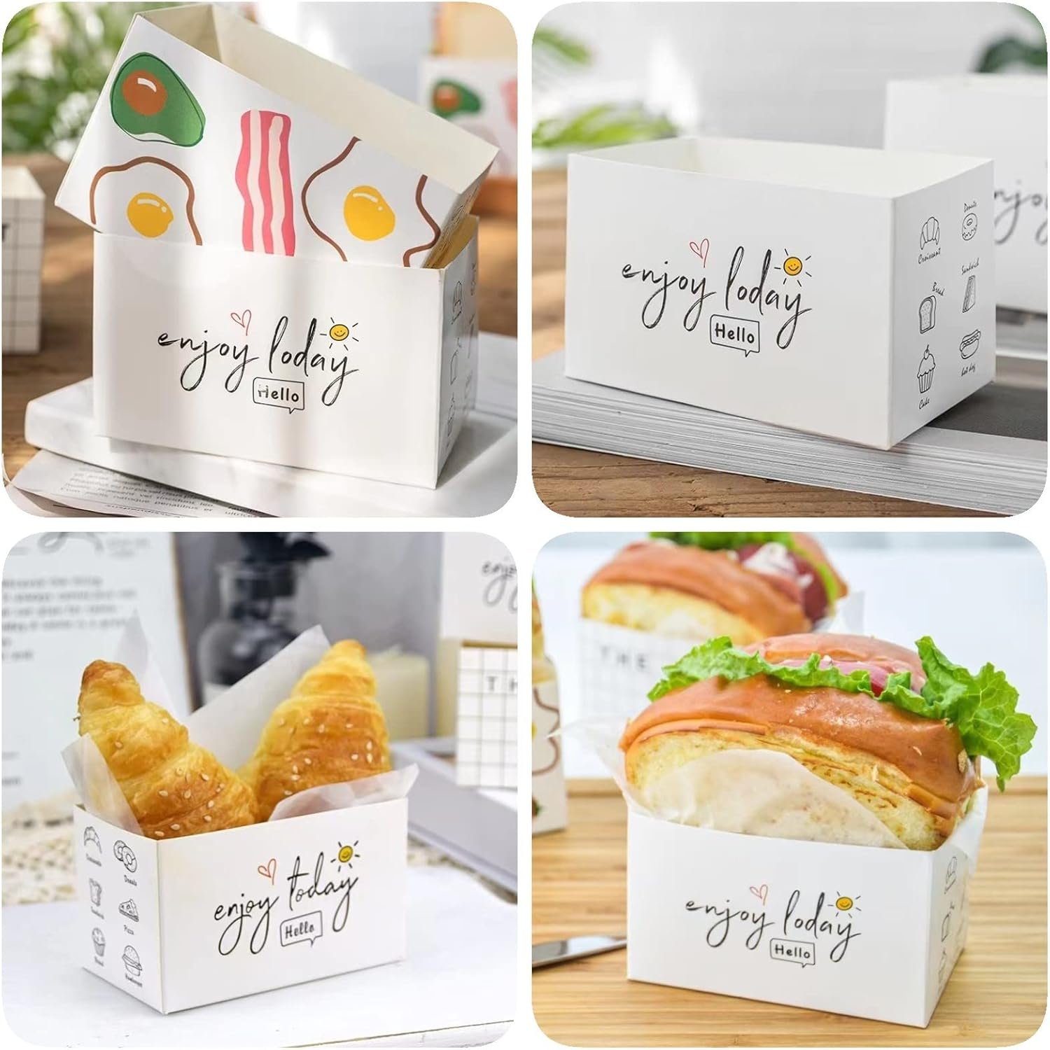 Wholesale 50 Pack Paper Takeout Boxes Sandwich Mini Burger Toast Trays for Restaurants Picnics Parties Factory