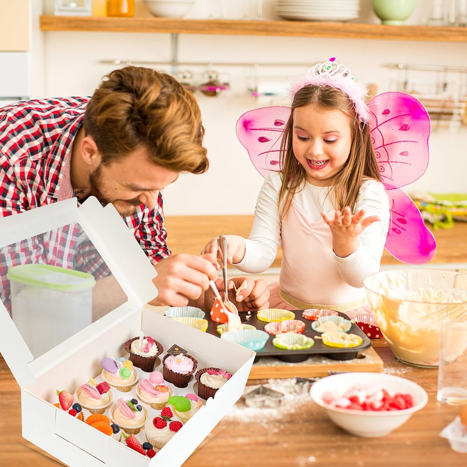 Wholesale 6-Pack 12-Count Cupcake Boxes with Window Food-Grade Cardboard Containers for Muffins Desserts White 13.8×9.5×4in Factory