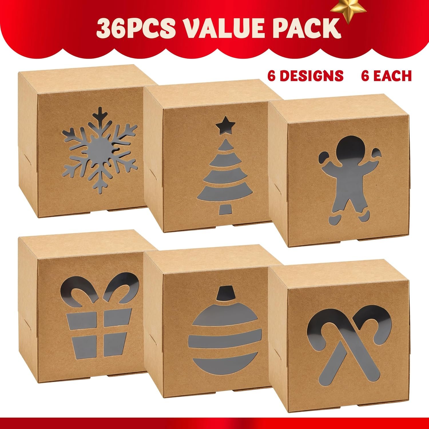 Wholesale 36 Pack Christmas Cookie Boxes with Window 4
