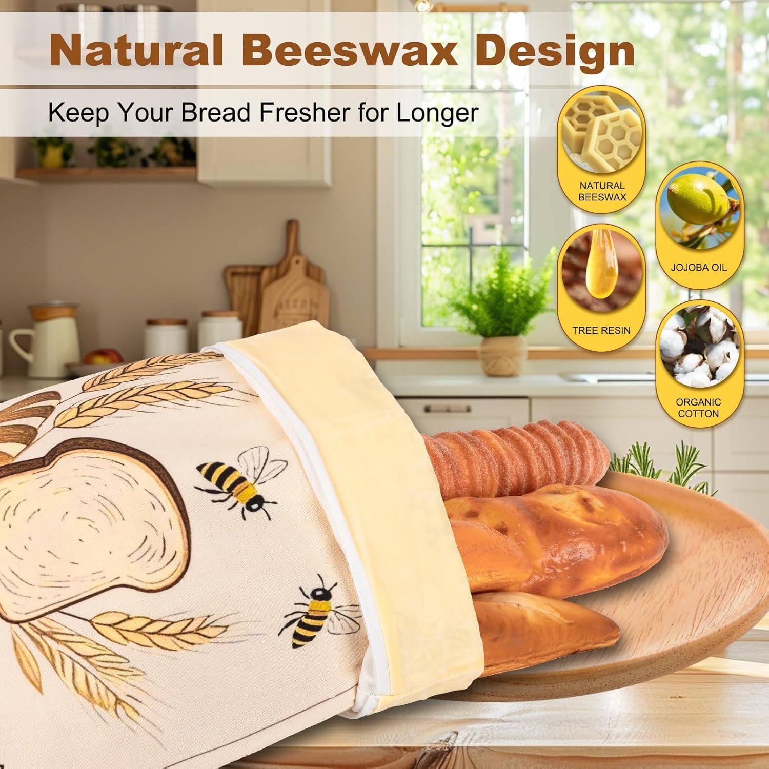 Wholesale 2-Pack XL 17x13in Reusable Beeswax Bread Bags for Sourdough Homemade Bread Natural Lined Freezer Friendly Food Storage Factory Wholesale 2-Pack XL 17x13in Reusable Beeswax Bread Bags for Sourdough Homemade Bread Natural Lined Freezer Friendly Food Storage Factory