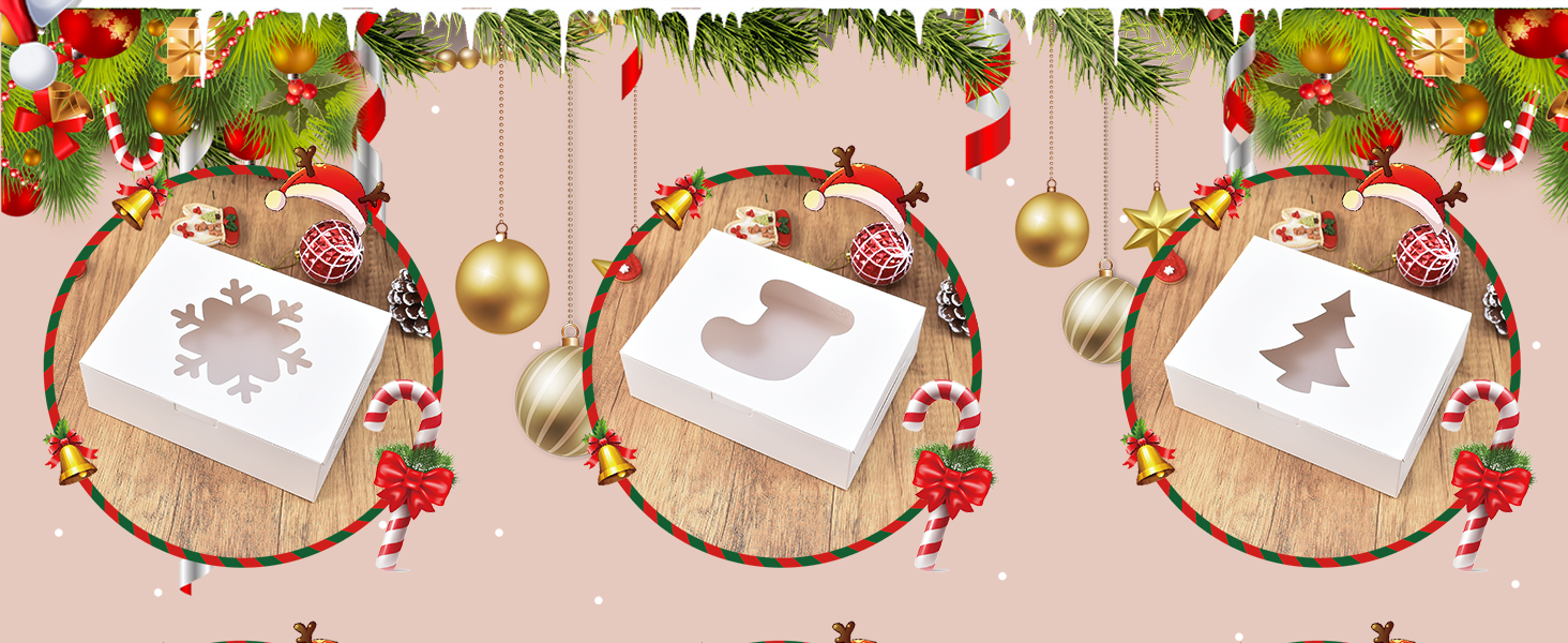 Wholesale 12 Pack Christmas Cookie Boxes with Window 9x6x3 Inch Brown Bakery Boxes White Cake Pastry Containers for Holiday Gifts Cakes Muffins Donuts Chocolates Strawberries Factory