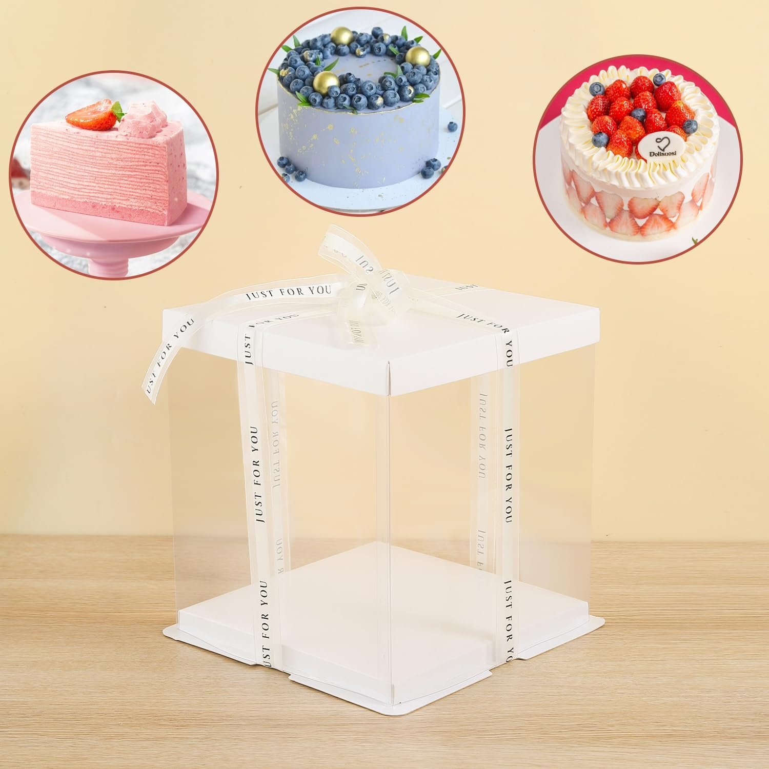 Wholesale 6-Pack 10x10x9in Clear PET Multi-Layer Cake Boxes White Lid Ribbon Pre-Folded for 8in Cakes Cookies Display Tall Carrier Factory Wholesale 6-Pack 10x10x9in Clear PET Multi-Layer Cake Boxes White Lid Ribbon Pre-Folded for 8in Cakes Cookies Display Tall Carrier Factory