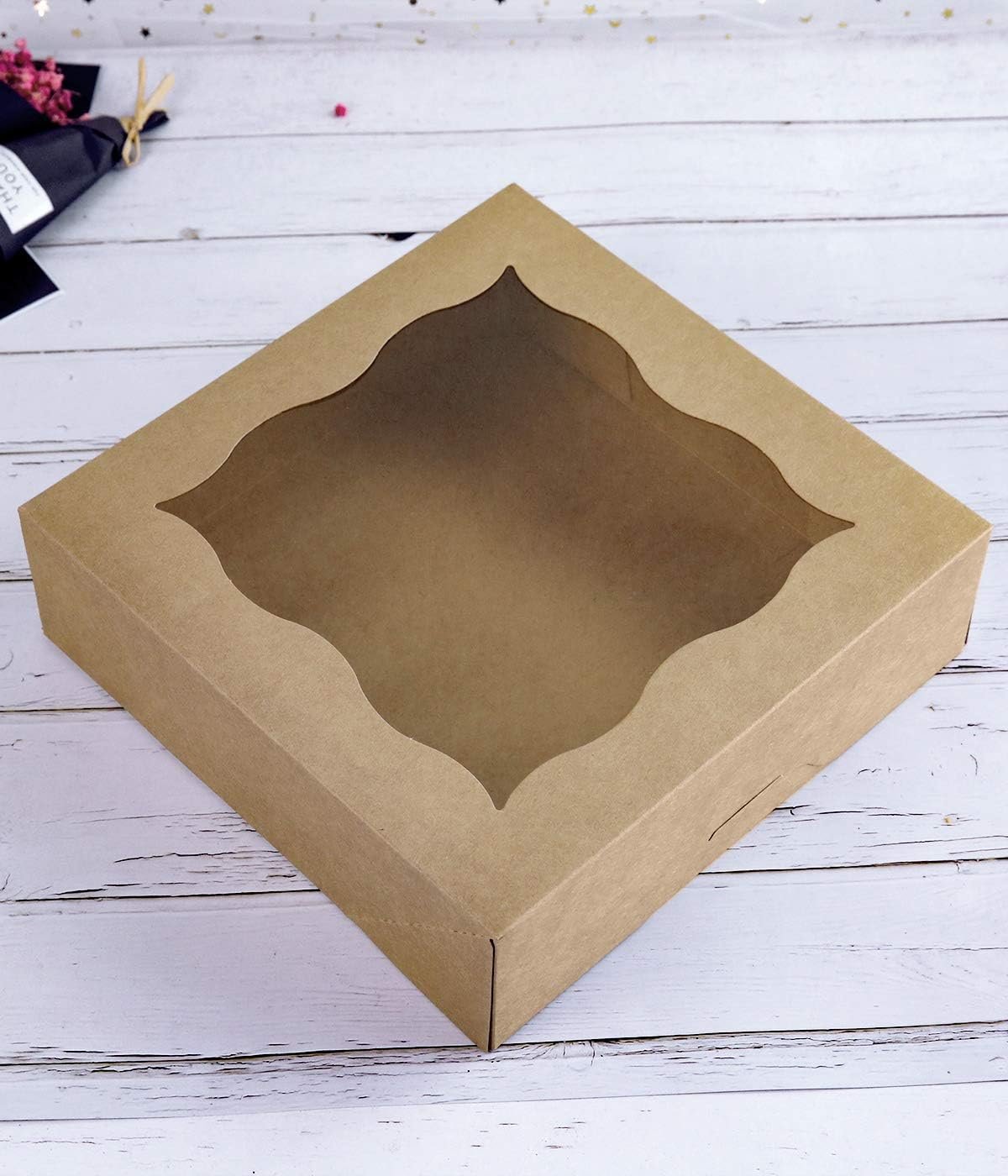 Wholesale 9x9x3 Brown Kraft Bakery Boxes PVC Window Pies Cookies 25-Pack Factory