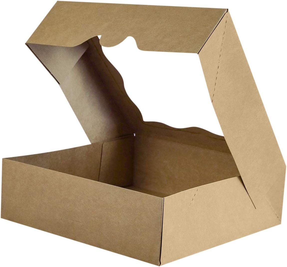 Wholesale 9x9x3 Brown Kraft Bakery Boxes PVC Window Pies Cookies 25-Pack Factory