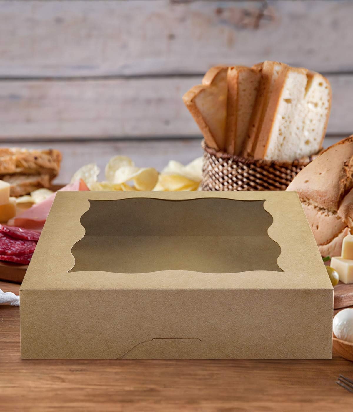 Wholesale 9x9x3 Brown Kraft Bakery Boxes PVC Window Pies Cookies 25-Pack Factory