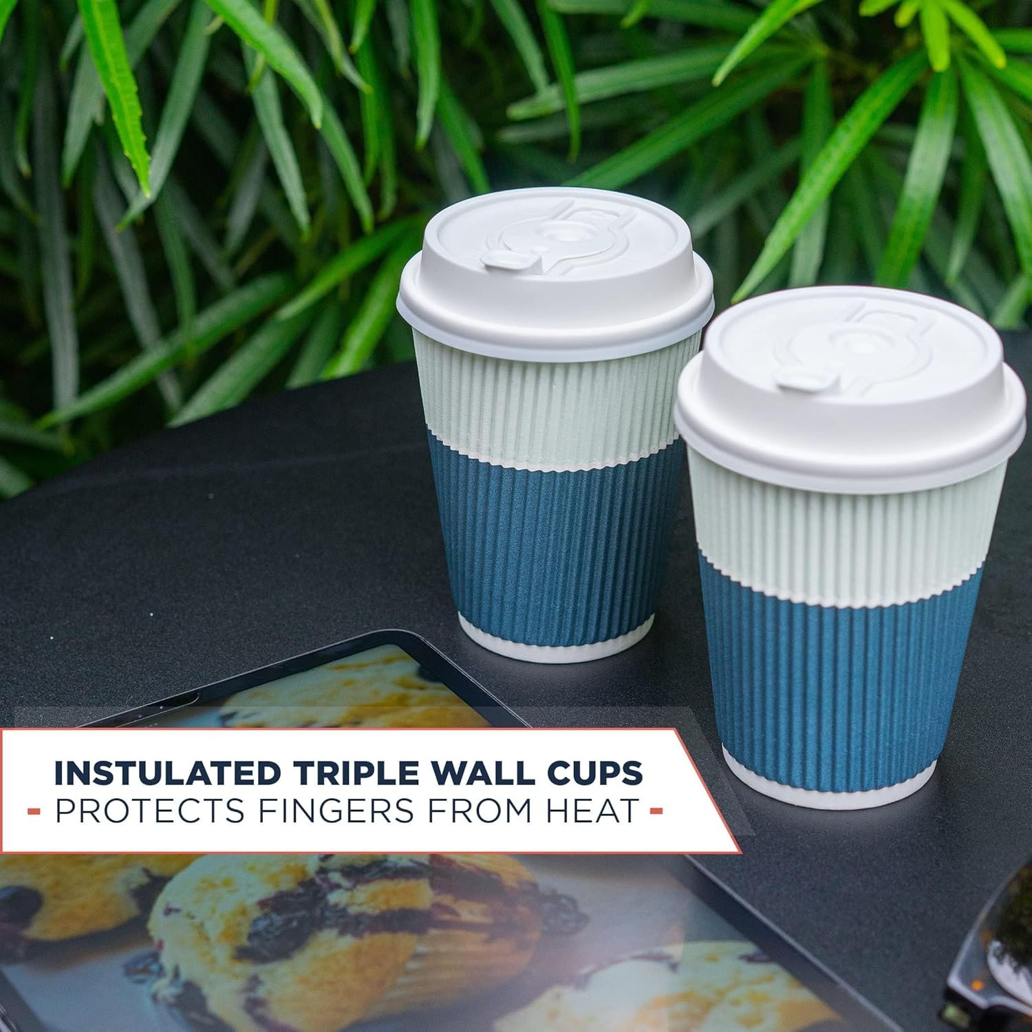 Wholesale 12 oz Disposable Coffee Cups with Lids 80 Pack To-Go Leakproof Ripple Insulated for Hot Cold Drinks Factory