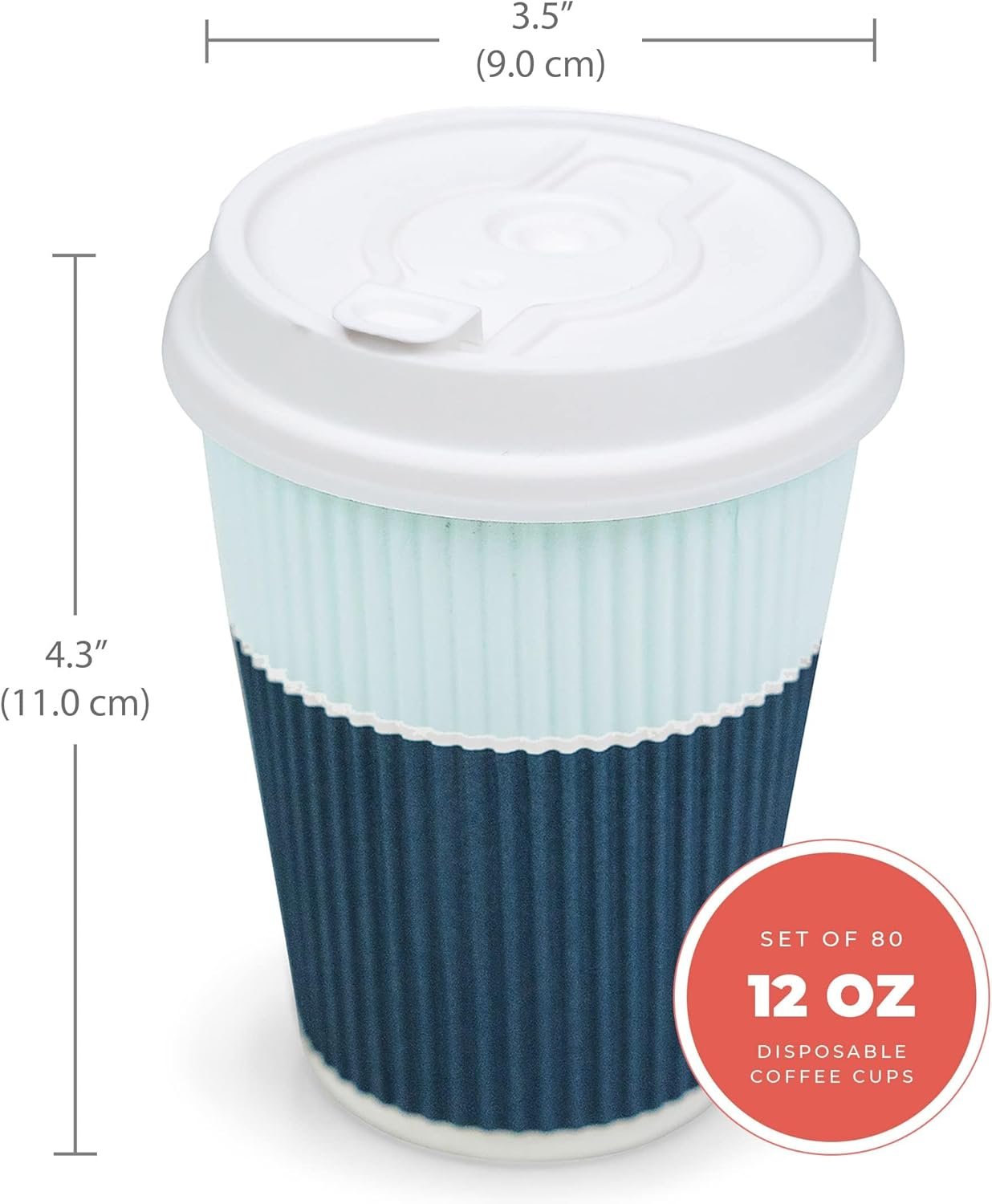 Wholesale 12 oz Disposable Coffee Cups with Lids 80 Pack To-Go Leakproof Ripple Insulated for Hot Cold Drinks Factory