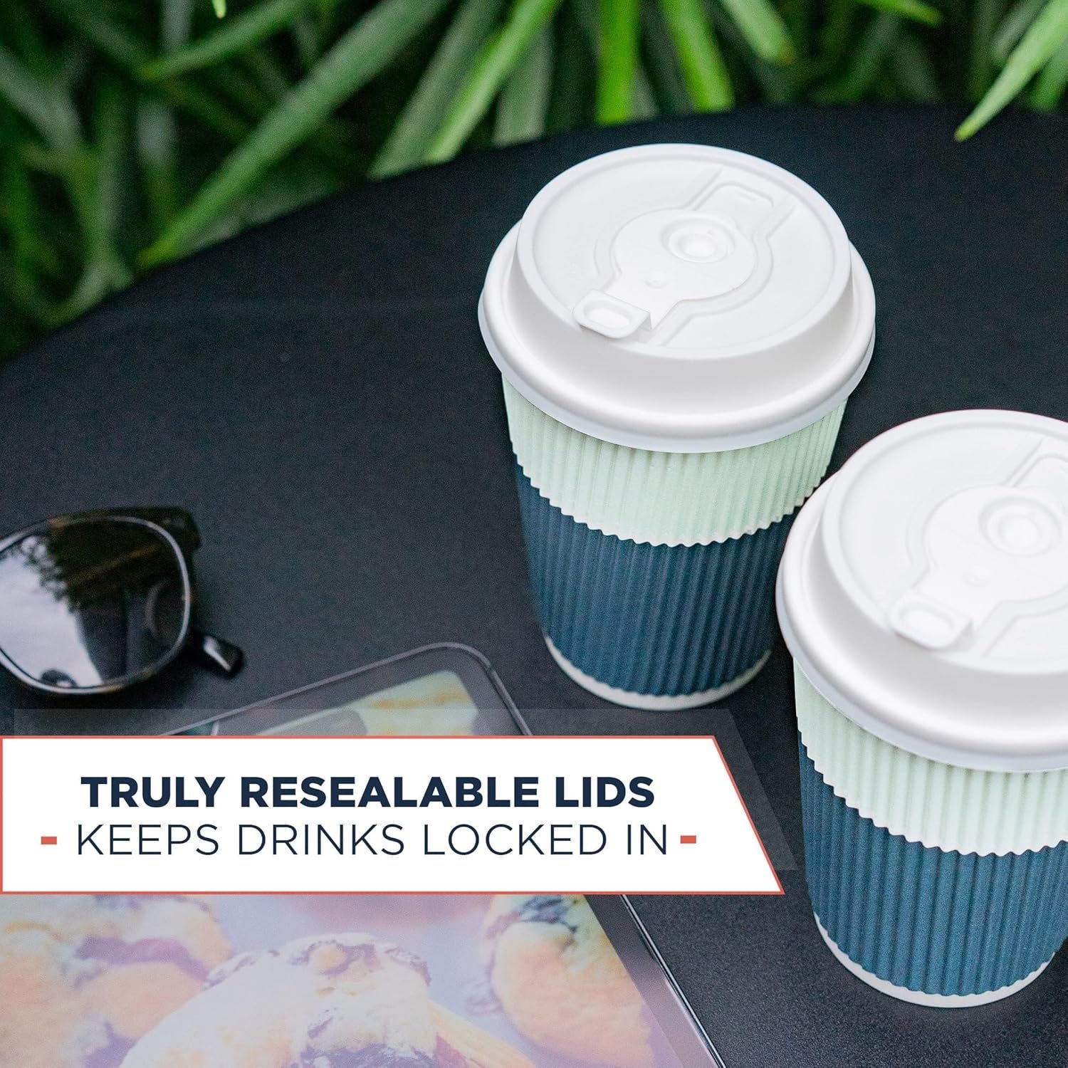 Wholesale 12 oz Disposable Coffee Cups with Lids 80 Pack To-Go Leakproof Ripple Insulated for Hot Cold Drinks Factory