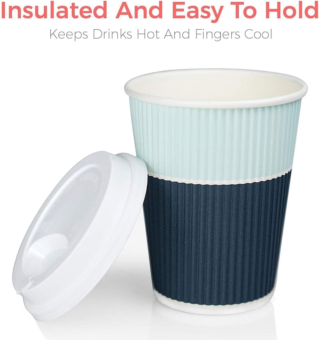 Wholesale 12 oz Disposable Coffee Cups with Lids 80 Pack To-Go Leakproof Ripple Insulated for Hot Cold Drinks Factory