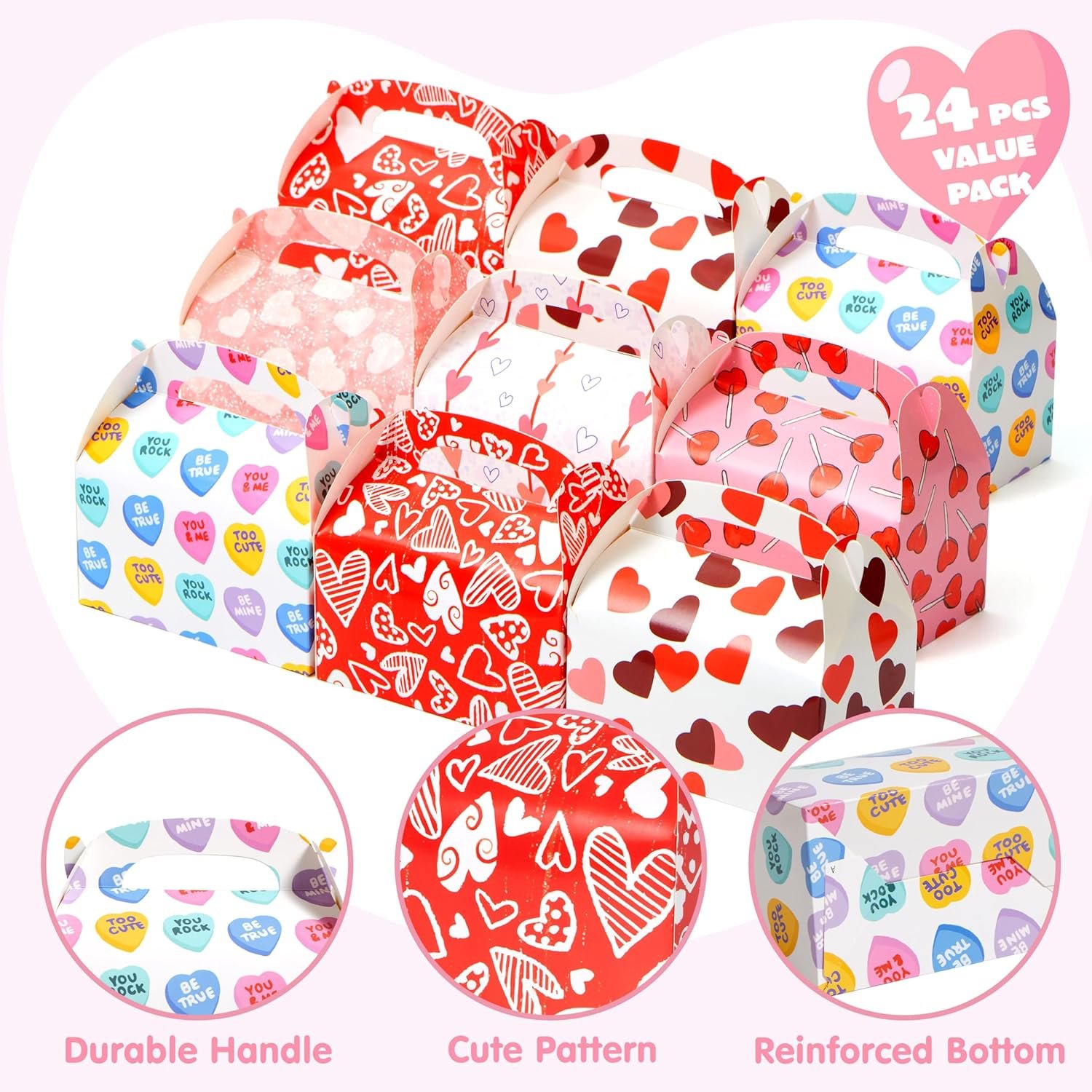 Wholesale 24pcs Heart-Shaped Valentine's Day Treat Boxes for Cookies Candy Kids Party Favors Classroom Prizes Factory