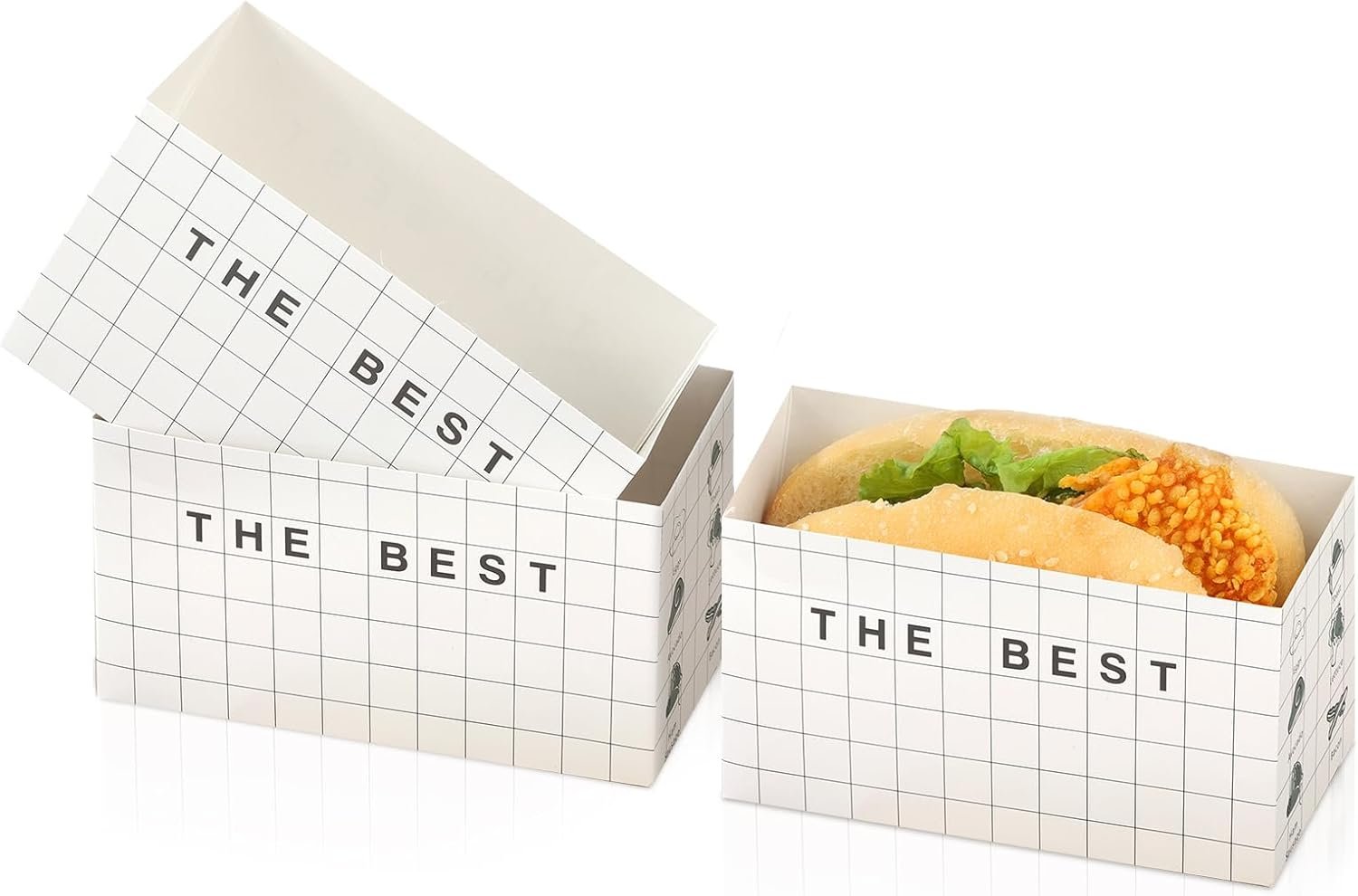 Bakbania 100 Pack Paper Sandwich Take Out Boxes Food Containers Sandwich Packaging Boxes for Toast, Donuts, Burgers