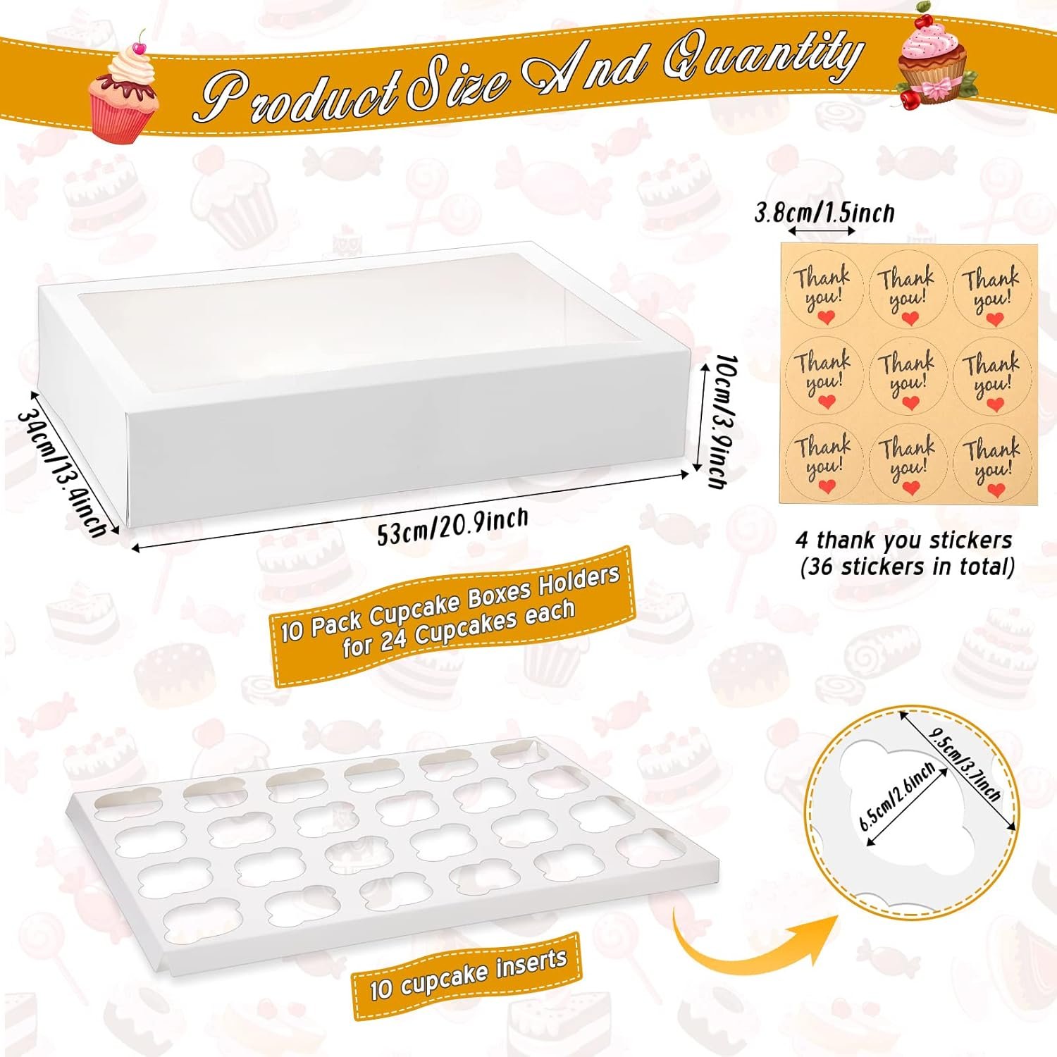 Wholesale 10-Pack Large White Cupcake Boxes with Window 21x13x4 Inches Auto Popup 24-Count Containers for Cookies Muffins Pastries Donuts Thank You Stickers Factory Wholesale 10-Pack Large White Cupcake Boxes with Window 21x13x4 Inches Auto Popup 24-Count Containers for Cookies Muffins Pastries Donuts Thank You Stickers Factory