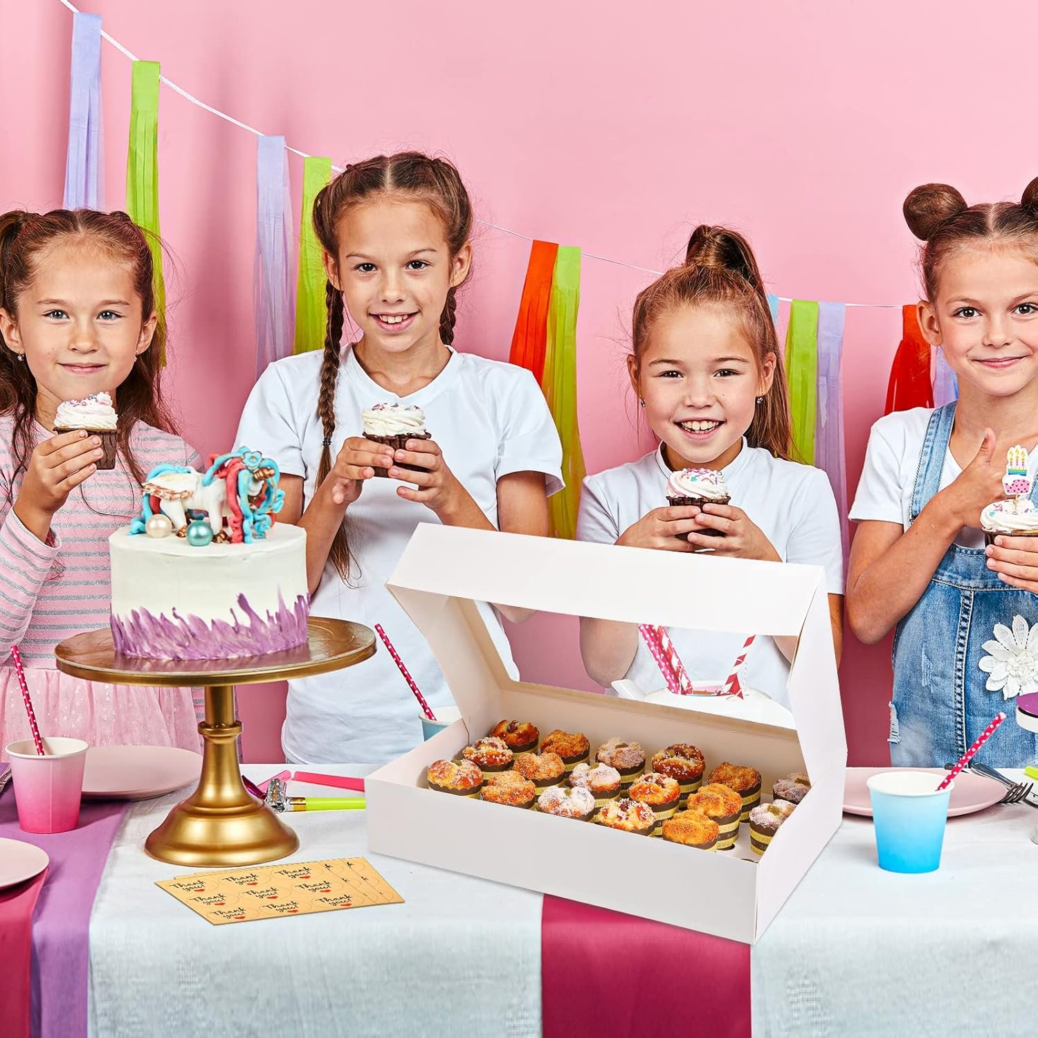 Wholesale 10-Pack Large White Cupcake Boxes with Window 21x13x4 Inches Auto Popup 24-Count Containers for Cookies Muffins Pastries Donuts Thank You Stickers Factory Wholesale 10-Pack Large White Cupcake Boxes with Window 21x13x4 Inches Auto Popup 24-Count Containers for Cookies Muffins Pastries Donuts Thank You Stickers Factory