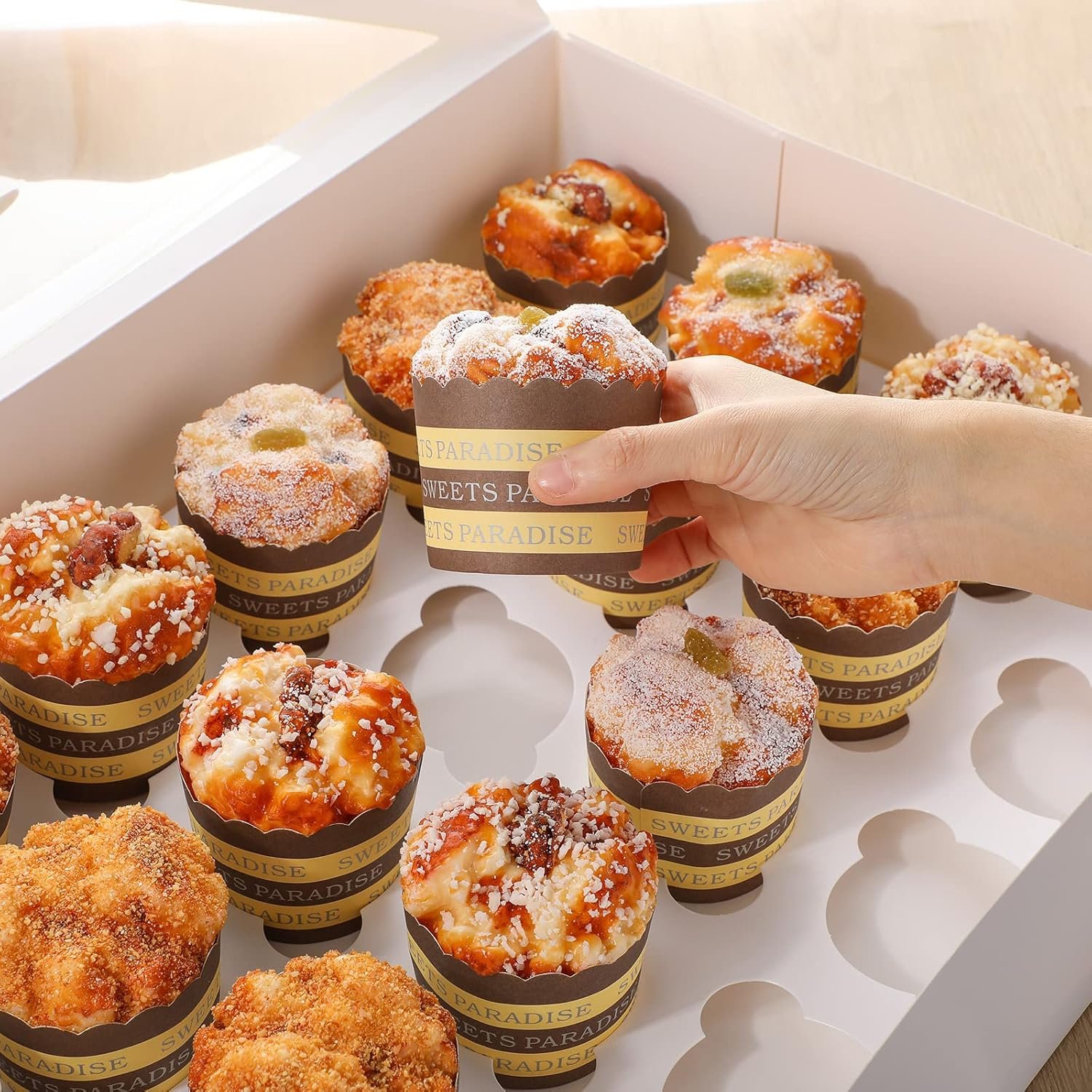 Wholesale 10-Pack Large White Cupcake Boxes with Window 21x13x4 Inches Auto Popup 24-Count Containers for Cookies Muffins Pastries Donuts Thank You Stickers Factory Wholesale 10-Pack Large White Cupcake Boxes with Window 21x13x4 Inches Auto Popup 24-Count Containers for Cookies Muffins Pastries Donuts Thank You Stickers Factory