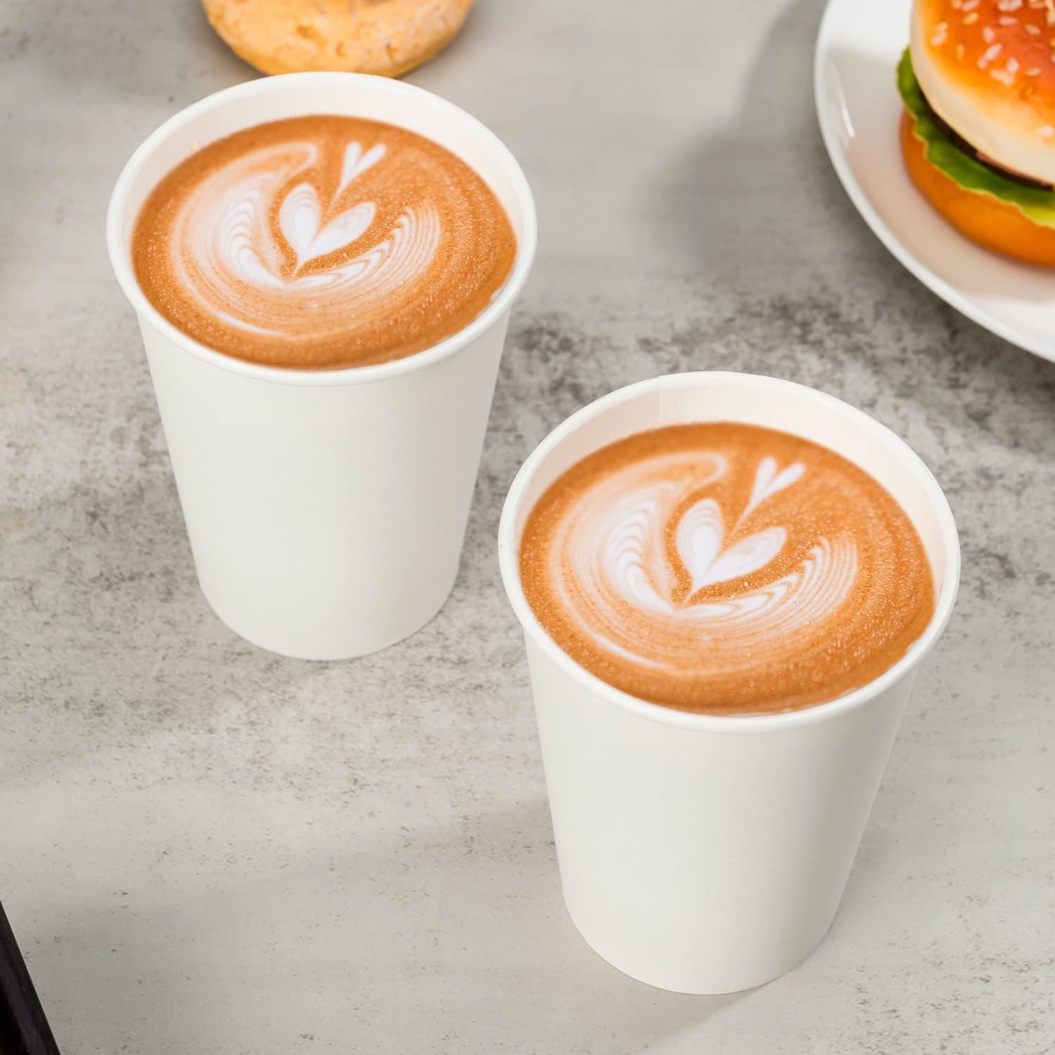 Wholesale 12 oz Disposable Paper Coffee Cups 300 Pack White Thickened Hot Design for Cafes Bistros Parties Events Factory